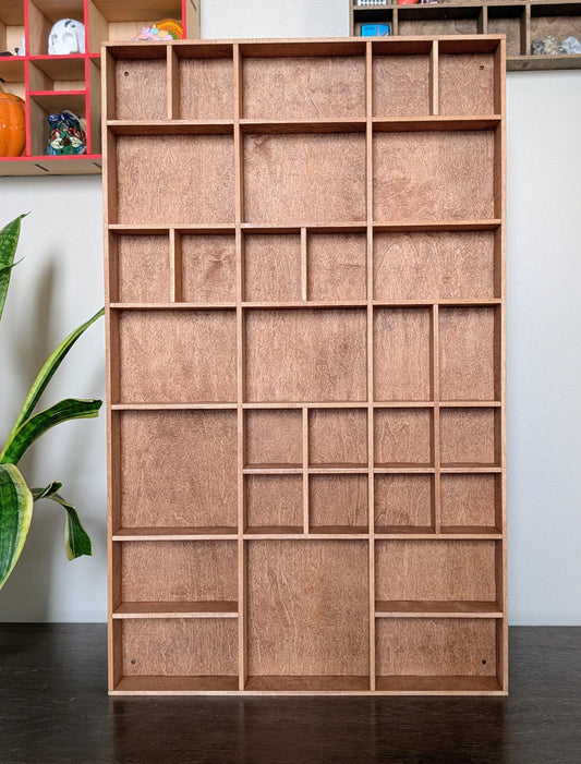 Shadow Box Wooden Display Shelf - Wall Cubby Shelf - Multiple Compartment Sizes - #19 - Trinket Shelf - Curio Cabinet