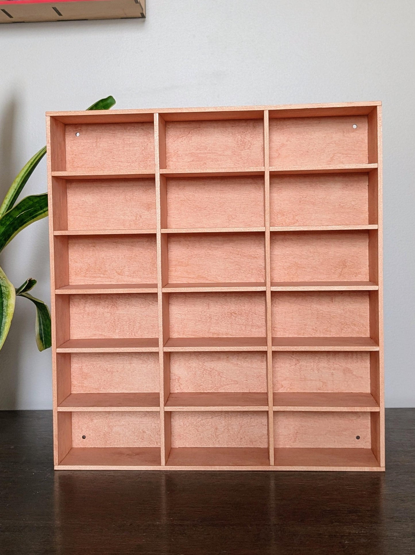 18 Compartment Wooden Display Shelf - 4.75x2.5 - Trinket Shelf - Curio Cabinet