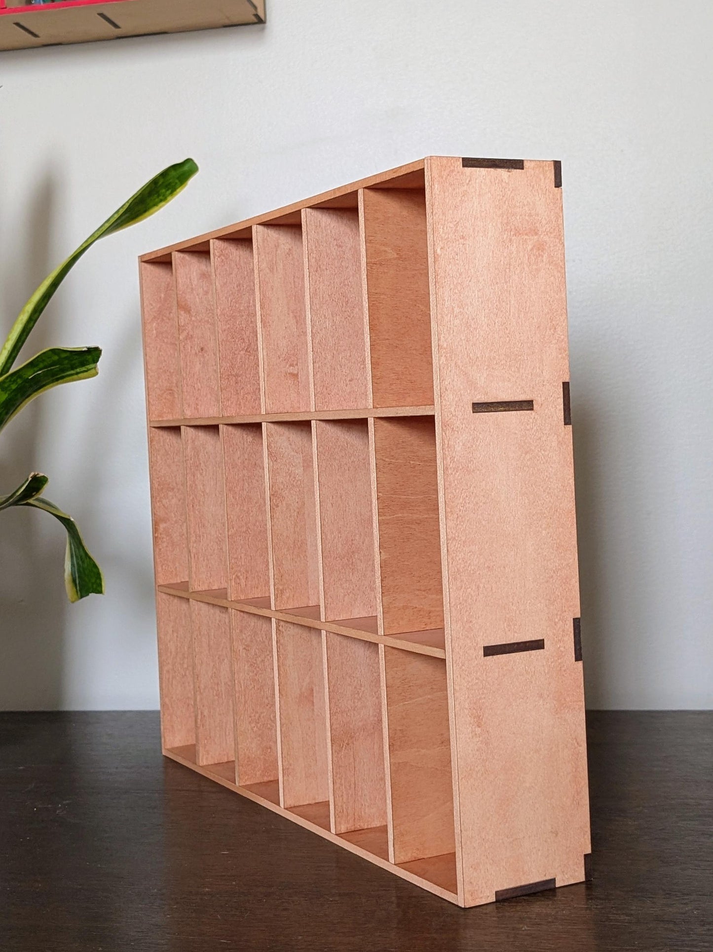 18 Compartment Wooden Display Shelf - 4.75x2.5 - Trinket Shelf - Curio Cabinet