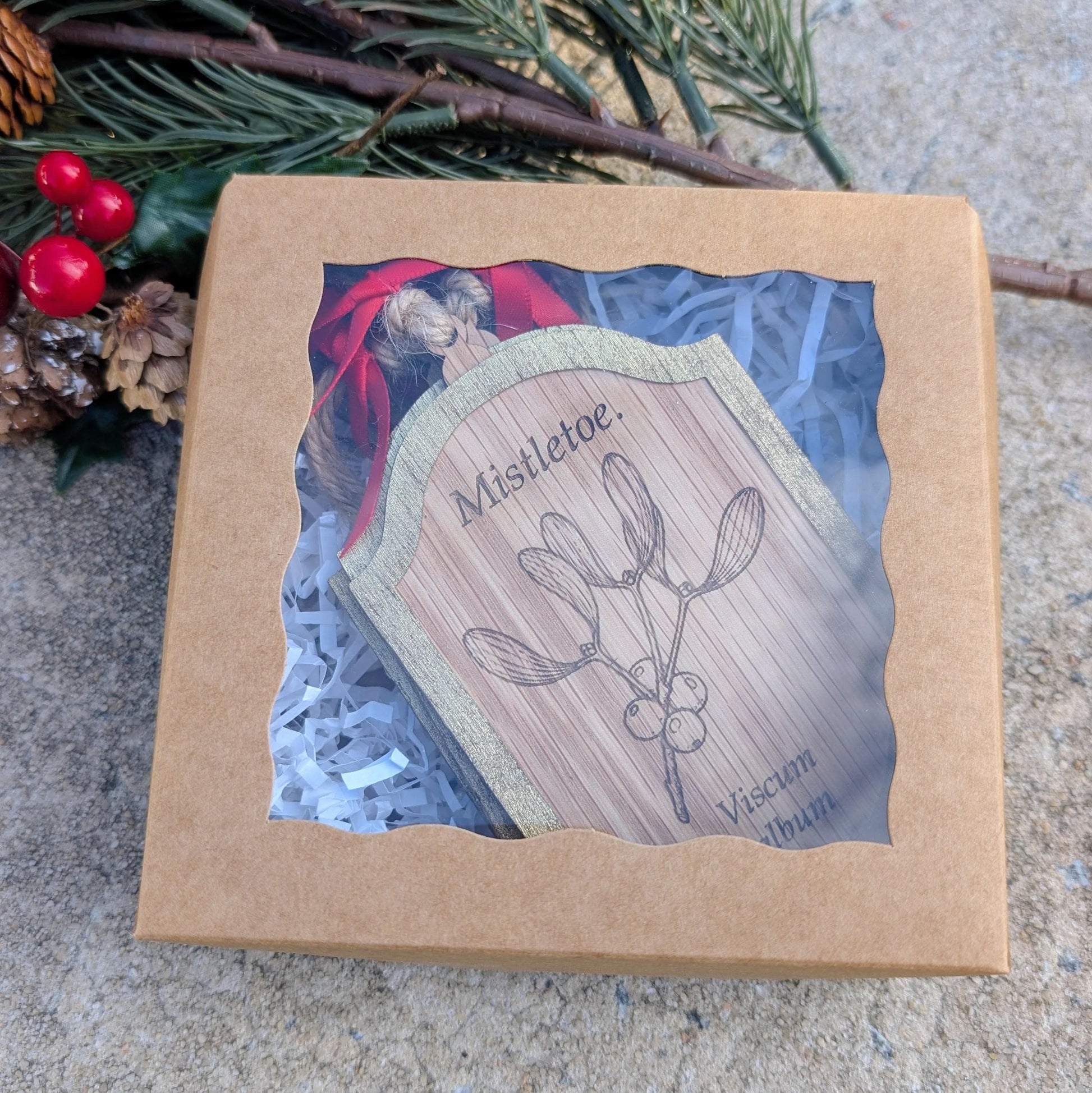 Vintage Botanical Ornament Set (Set of 4) | Double-Sided Oak & Gold Christmas Decor | Heirloom Story Ornaments | Gift Boxed