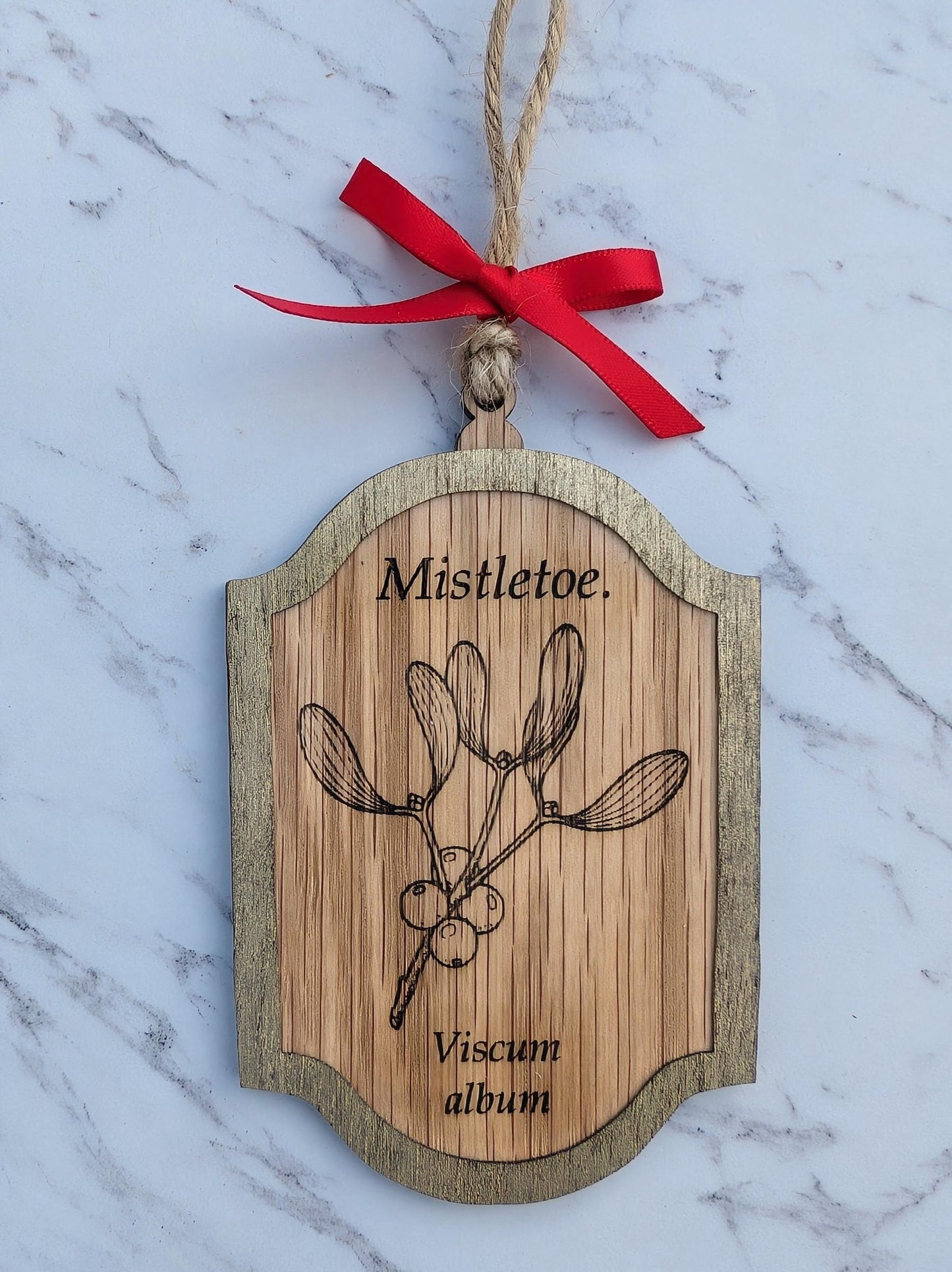 Vintage Botanical Ornament Set (Set of 4) | Double-Sided Oak & Gold Christmas Decor | Heirloom Story Ornaments | Gift Boxed