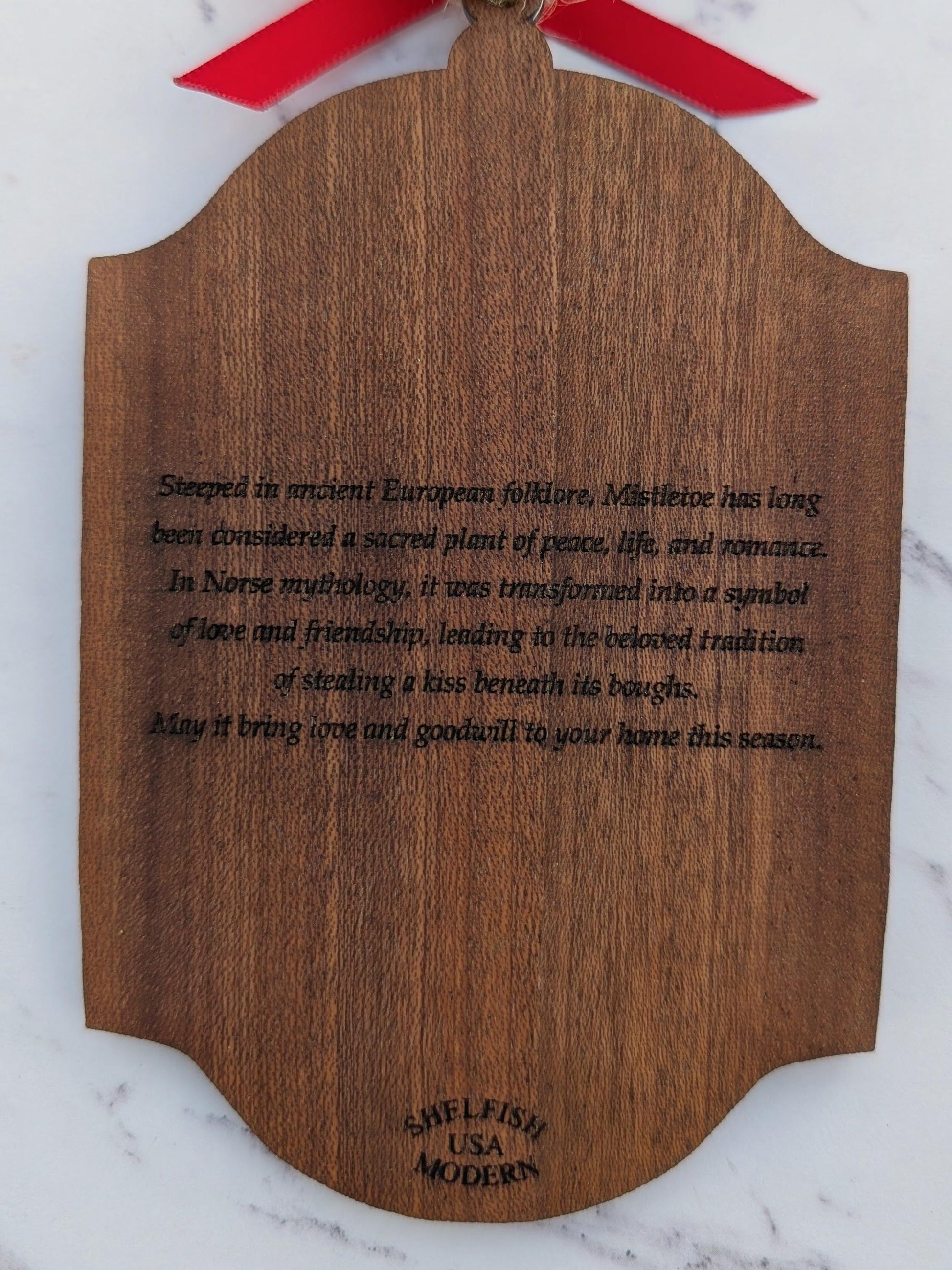 Vintage Botanical Ornament Set (Set of 4) | Double-Sided Sapele & Gold Christmas Decor | Heirloom Story Ornaments | Gift Boxed