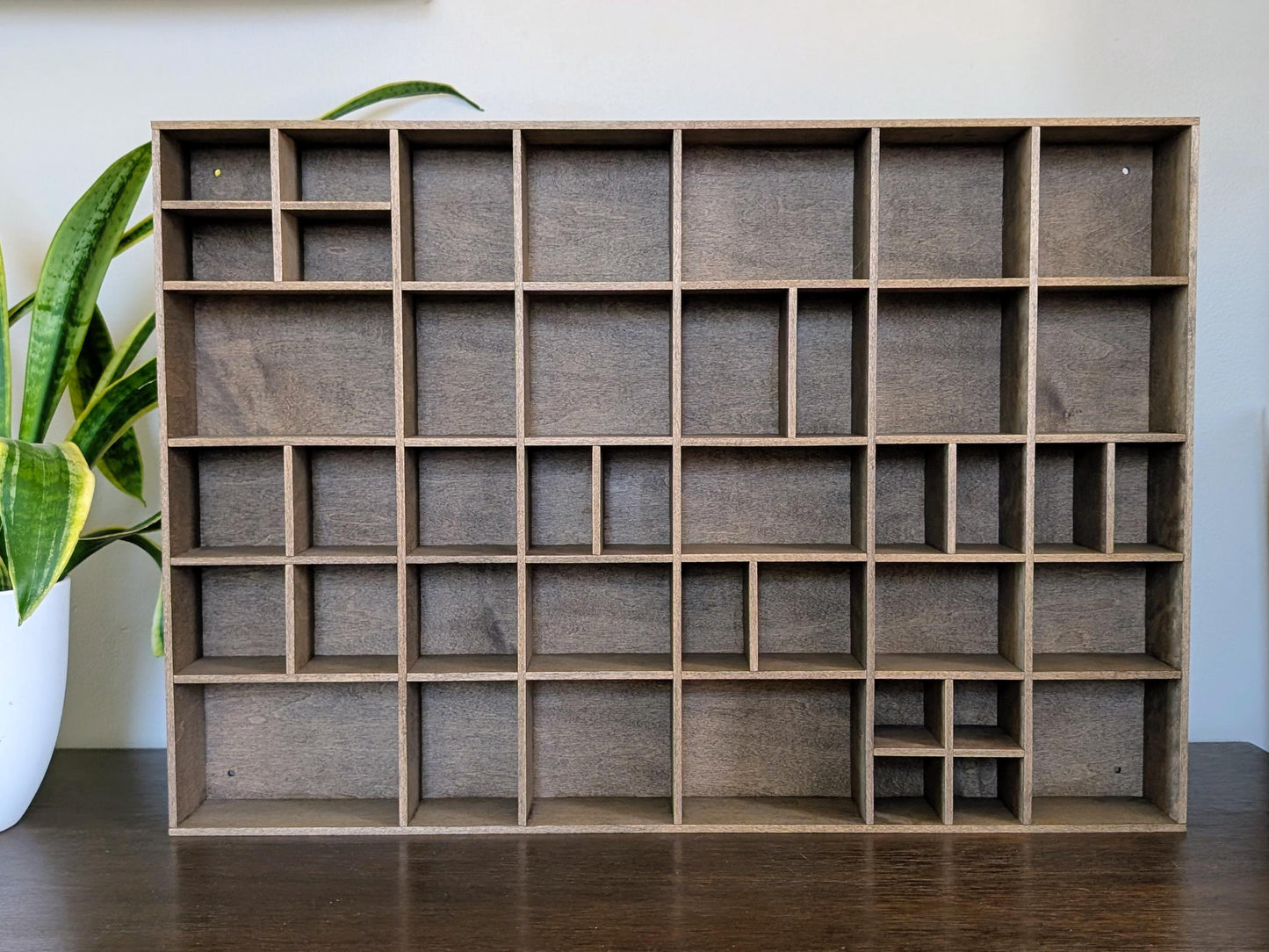 Shadow Box Wooden Display Shelf - Wall Cubby Shelf - Multiple Compartment Sizes - #5 - Trinket Shelf - Curio Cabinet