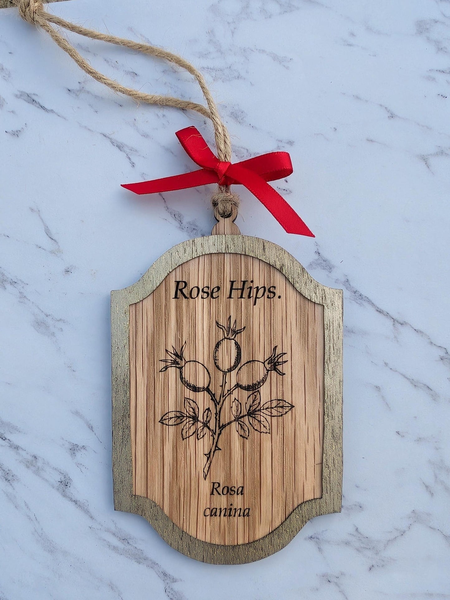 Vintage Botanical Ornament Set (Set of 4) | Double-Sided Oak & Gold Christmas Decor | Heirloom Story Ornaments | Gift Boxed