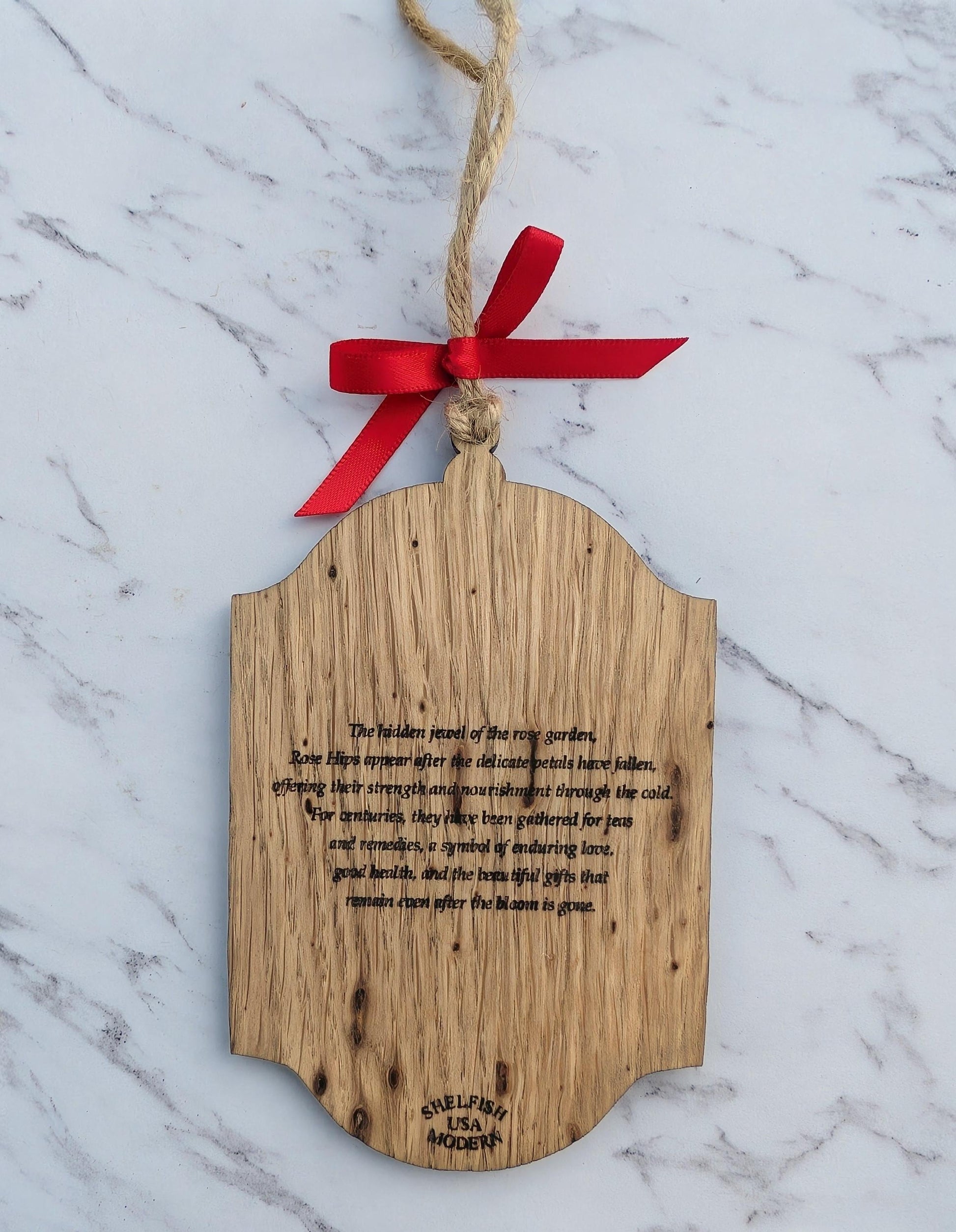 Vintage Botanical Ornament Set (Set of 4) | Double-Sided Oak & Gold Christmas Decor | Heirloom Story Ornaments | Gift Boxed