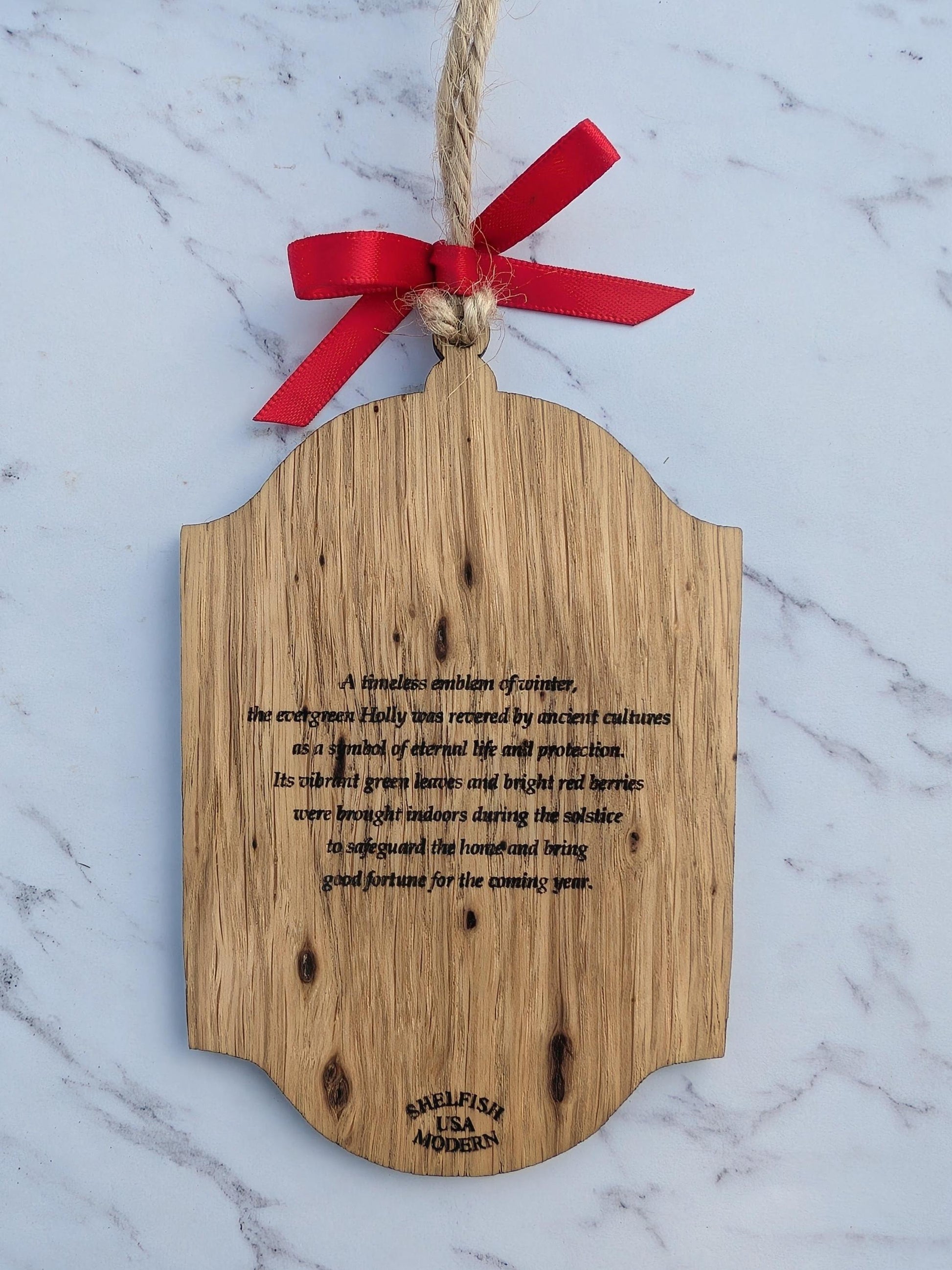 Vintage Botanical Ornament Set (Set of 4) | Double-Sided Oak & Gold Christmas Decor | Heirloom Story Ornaments | Gift Boxed