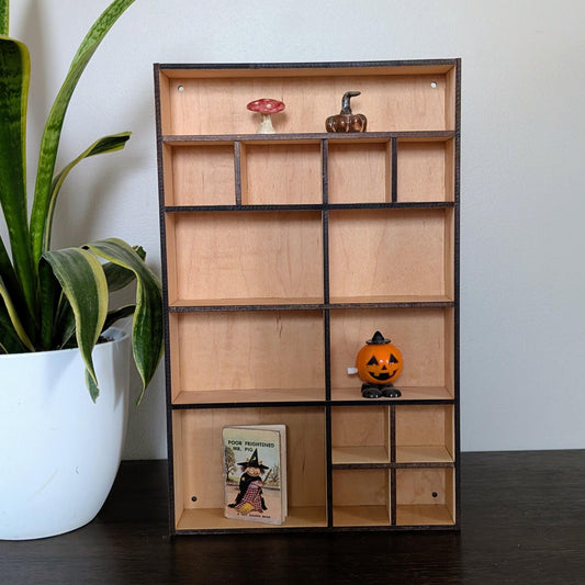Shadow Box Wooden Display Shelf - Wall Cubby Shelf - Multiple Compartment Sizes - #4 - Trinket Shelf - Curio Cabinet