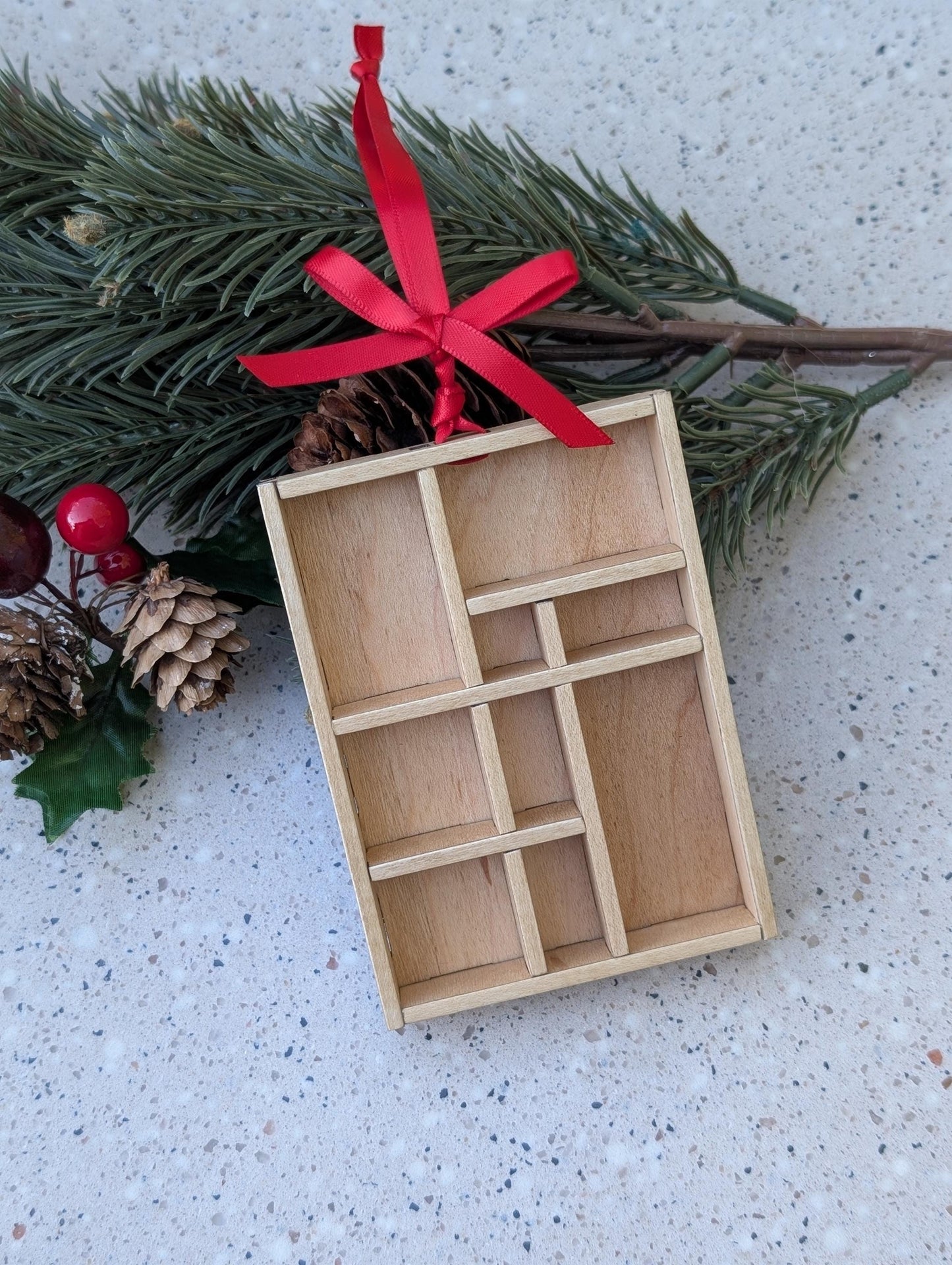 DIY Miniature Christmas Shadow Box Ornament | Wooden Printer's Tray Style | Classic Christmas Diorama