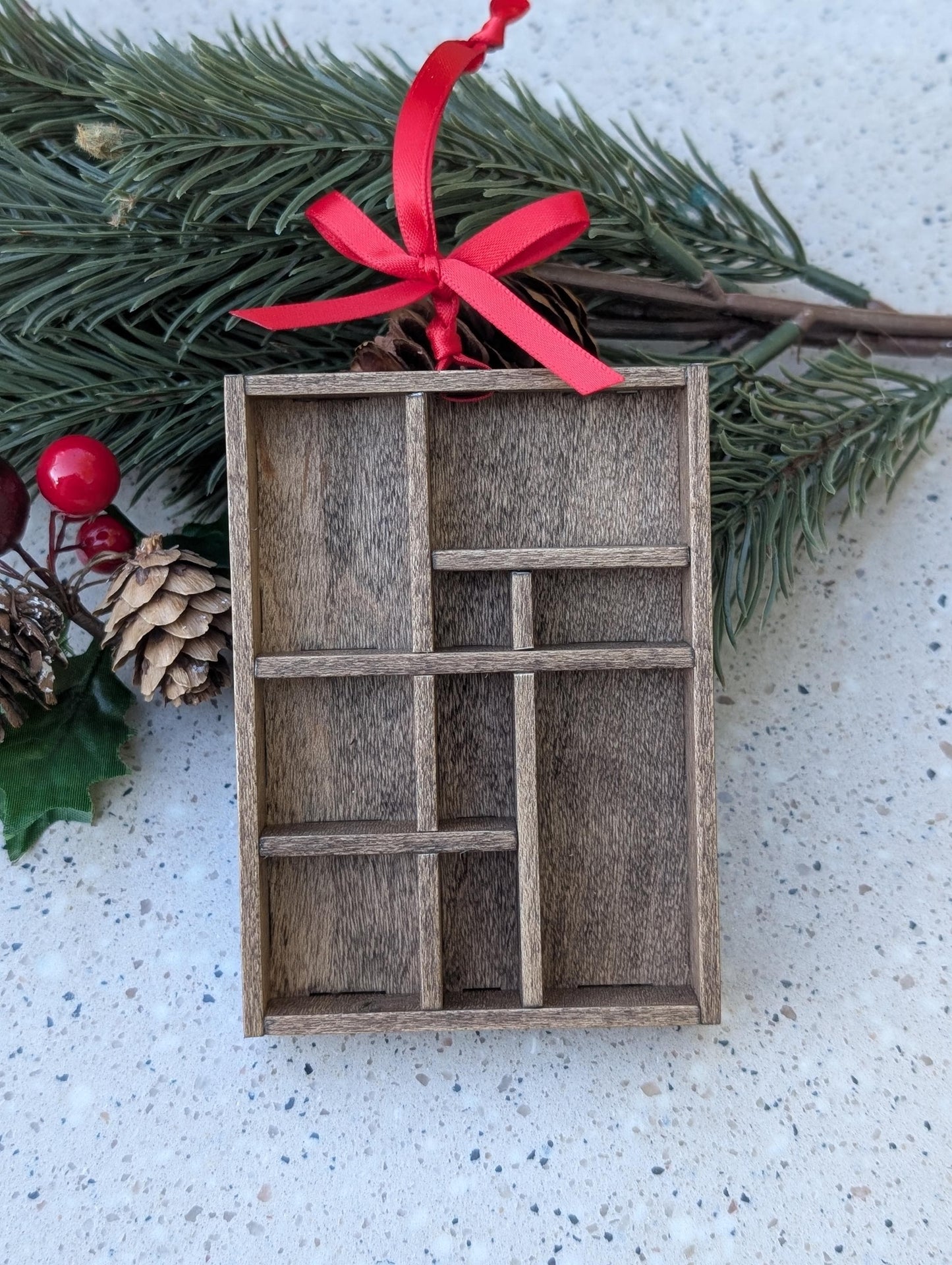 DIY Miniature Christmas Shadow Box Ornament | Wooden Printer's Tray Style | Classic Christmas Diorama