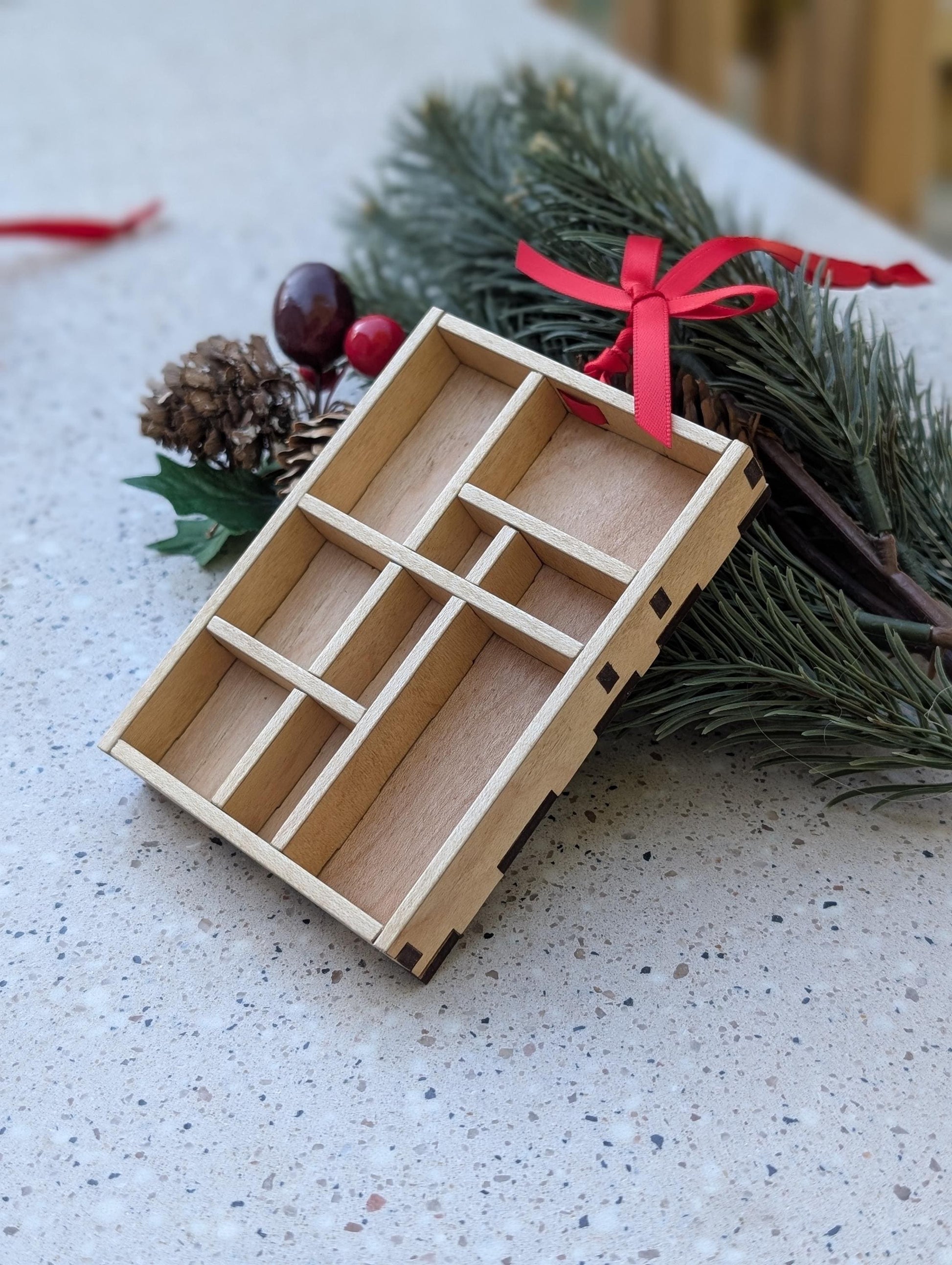 DIY Miniature Christmas Shadow Box Ornament | Wooden Printer's Tray Style | Classic Christmas Diorama