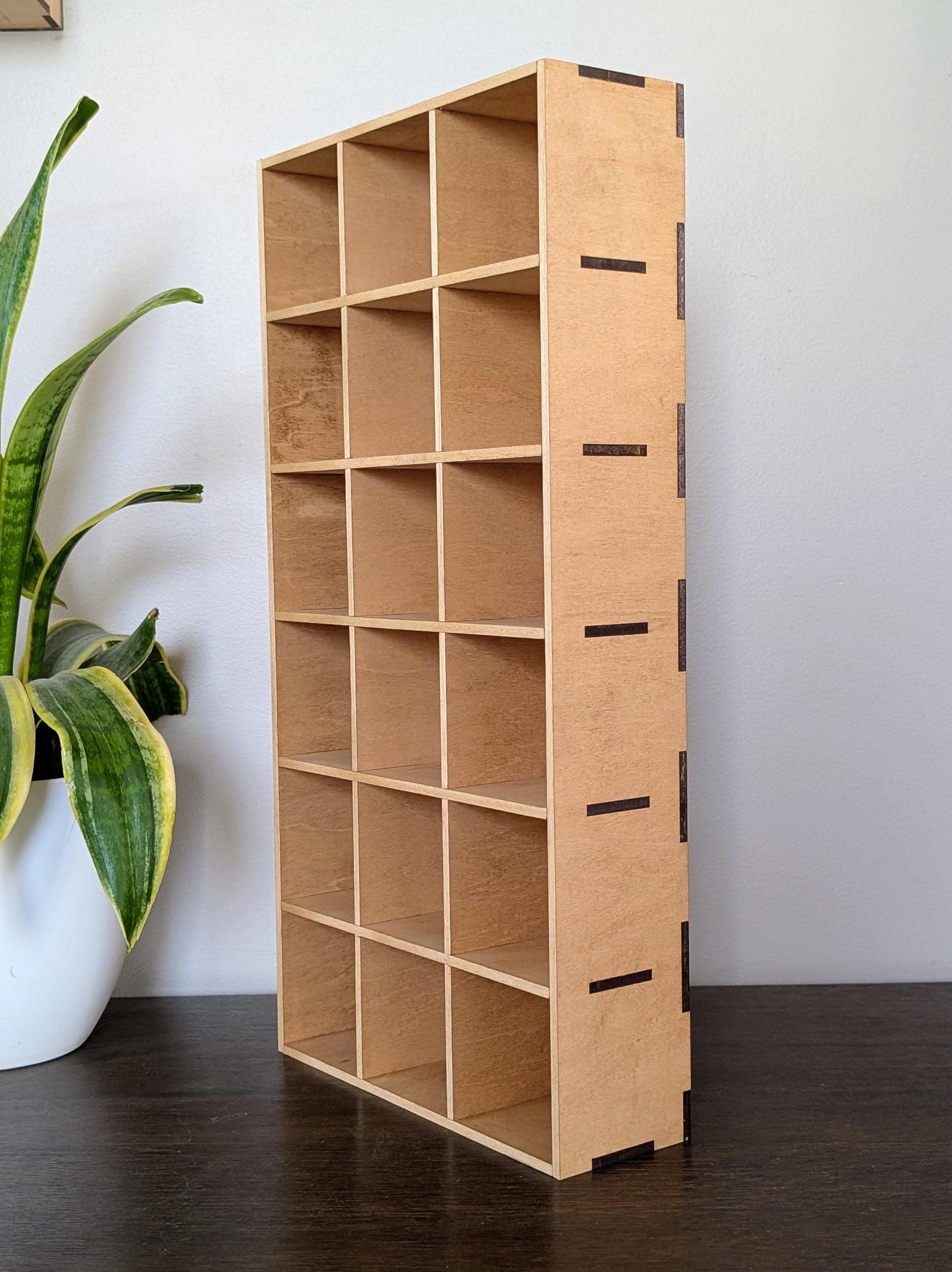 18 Compartment Wooden Display Shelf - 3x3 - Trinket Shelf - Curio Cabinet