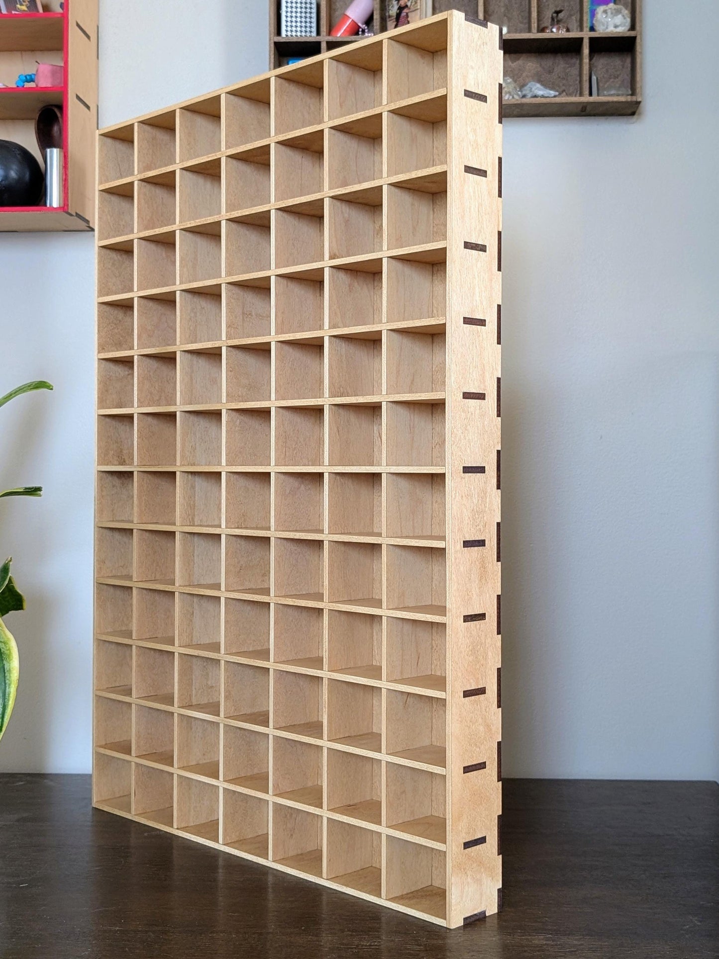 84 Compartment Wooden Display Shelf - 2x2.5 - Trinket Shelf - Curio Cabinet