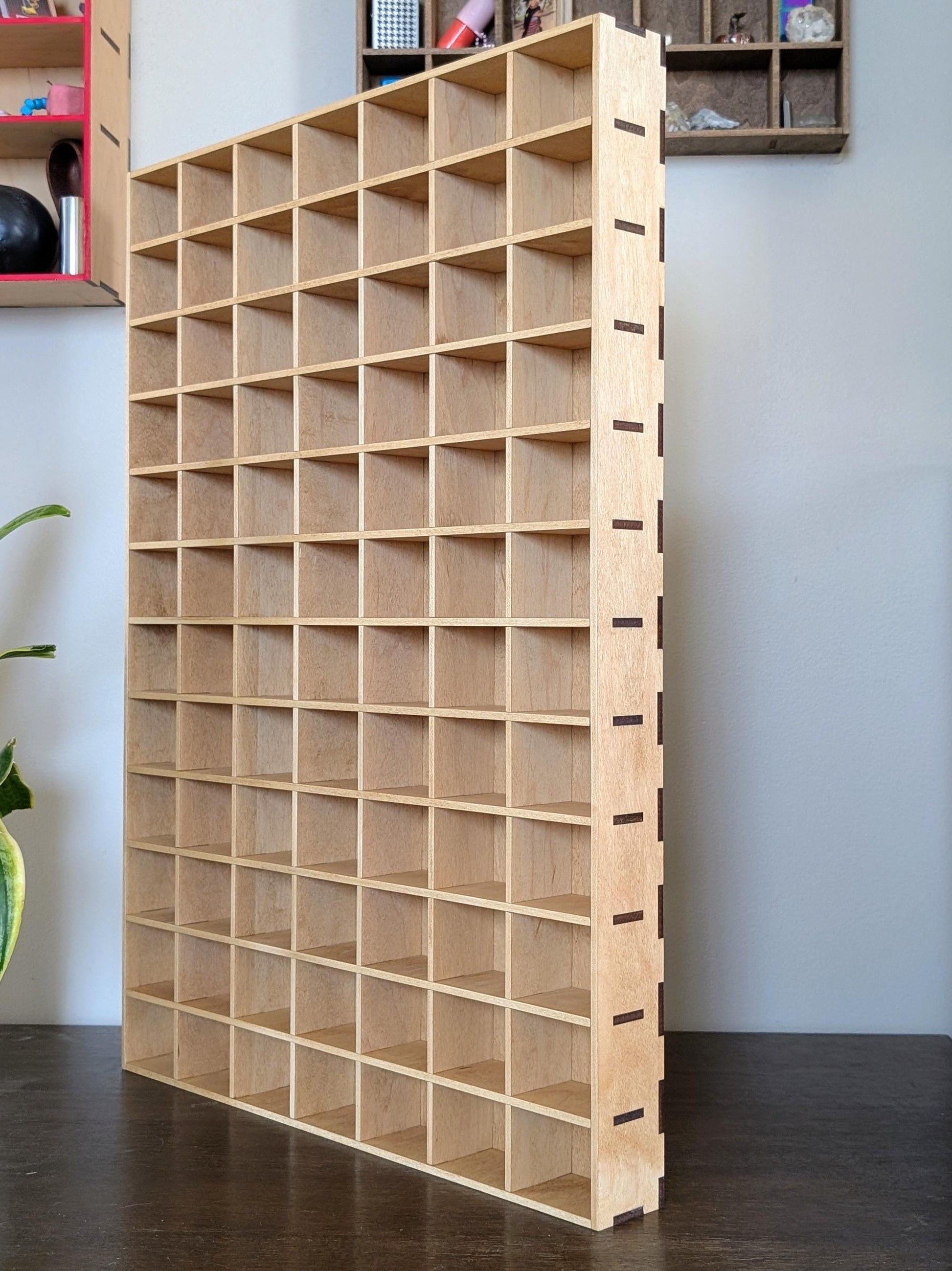 84 Compartment Wooden Display Shelf - 2x2.5 - Trinket Shelf - Curio Cabinet