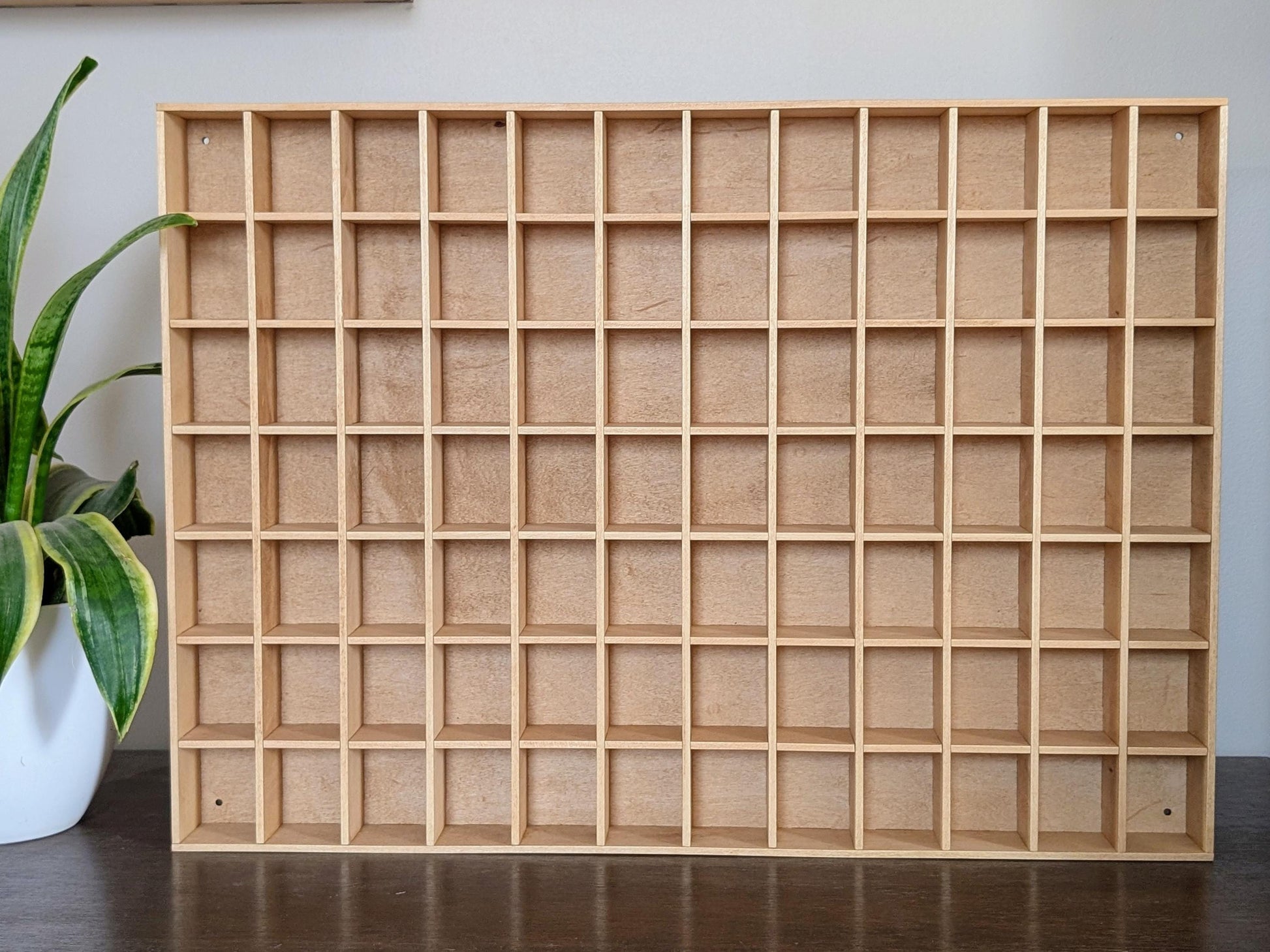 84 Compartment Wooden Display Shelf - 2x2.5 - Trinket Shelf - Curio Cabinet