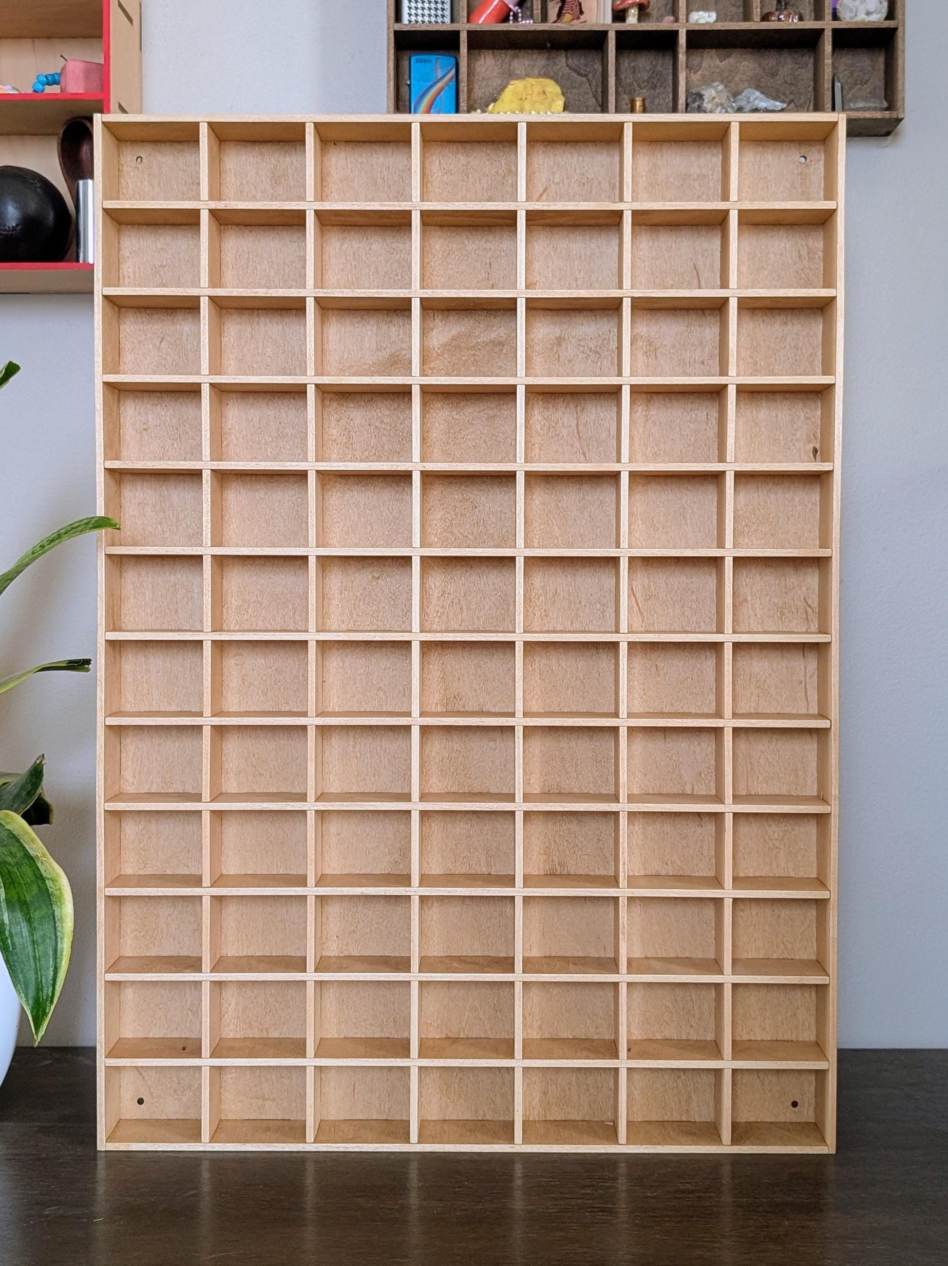 84 Compartment Wooden Display Shelf - 2x2.5 - Trinket Shelf - Curio Cabinet