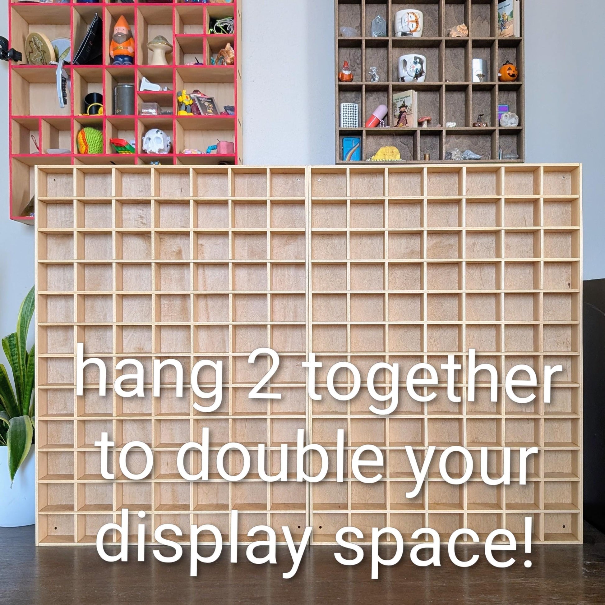 84 Compartment Wooden Display Shelf - 2x2.5 - Trinket Shelf - Curio Cabinet