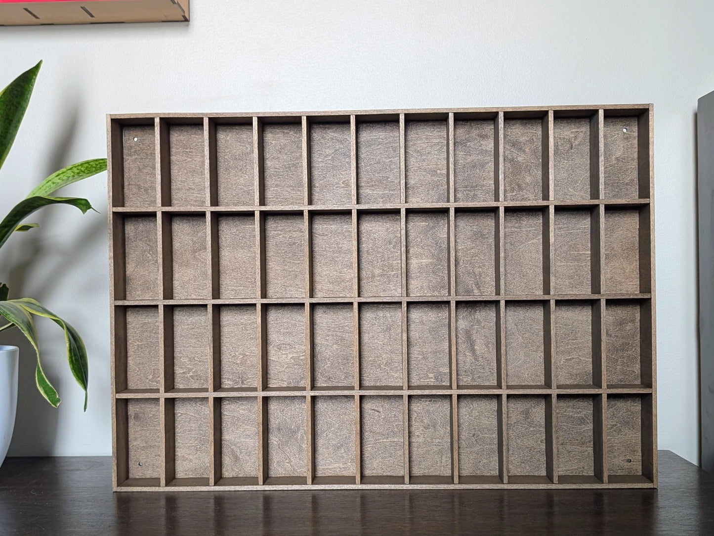 44 Compartment Wooden Display Shelf - 4x2 - Trinket Shelf - Curio Cabinet