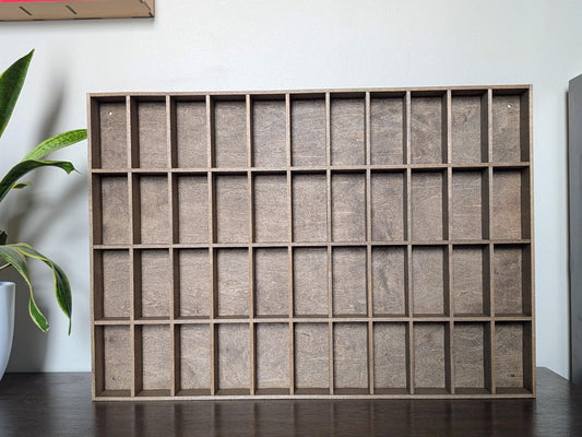 44 Compartment Wooden Display Shelf - 4x2 - Trinket Shelf - Curio Cabinet