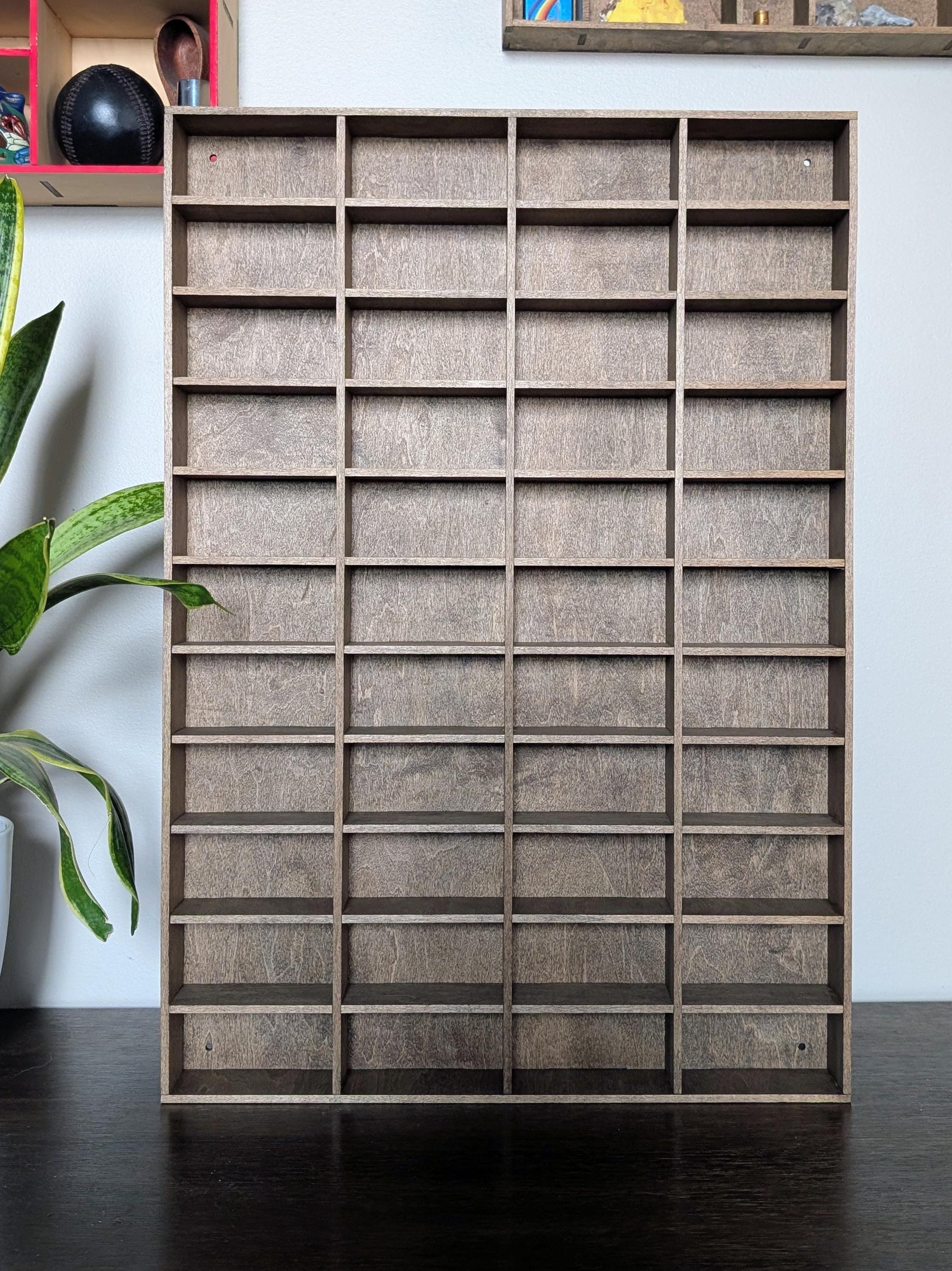 44 Compartment Wooden Display Shelf - 4x2 - Trinket Shelf - Curio Cabinet