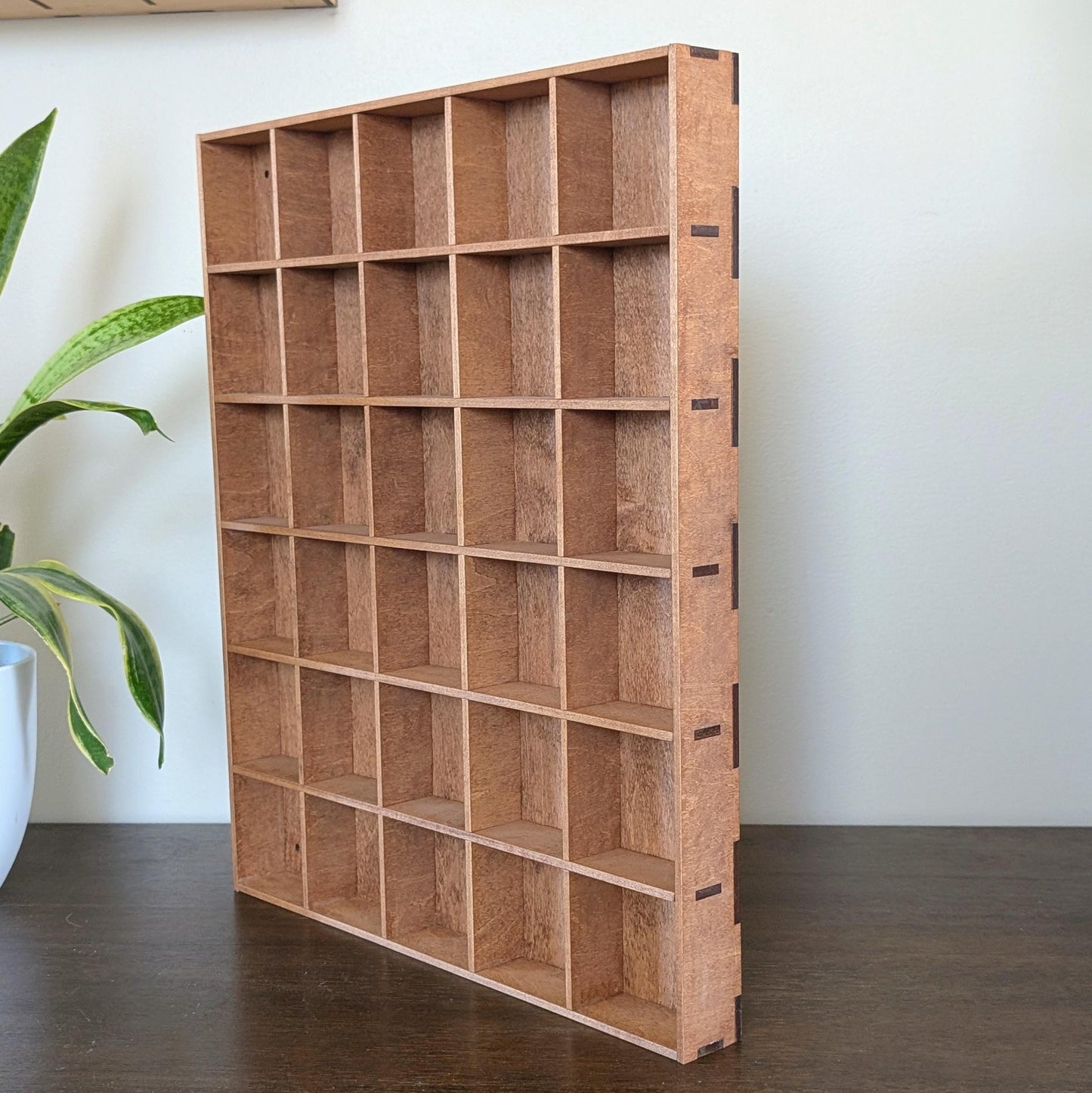 30 Compartment Wooden Display Shelf - 3x3 - Trinket Shelf - Curio Cabinet