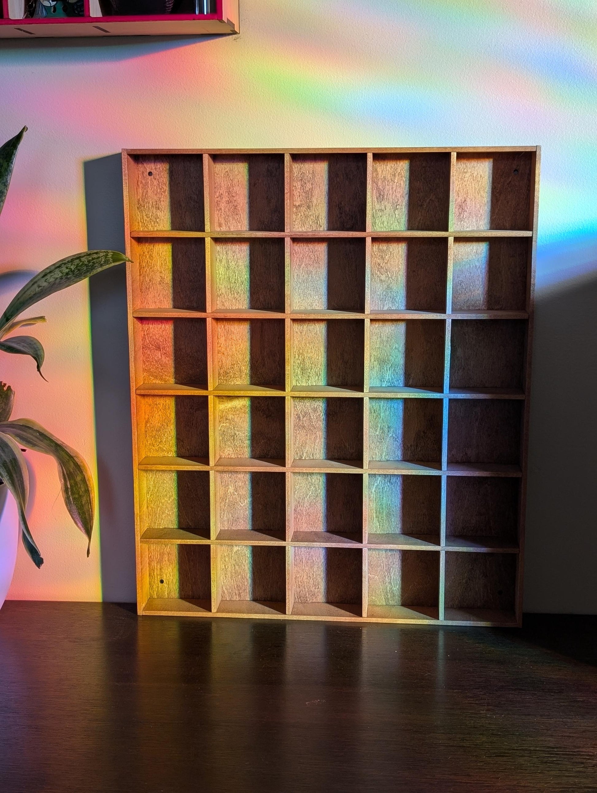 30 Compartment Wooden Display Shelf - 3x3 - Trinket Shelf - Curio Cabinet