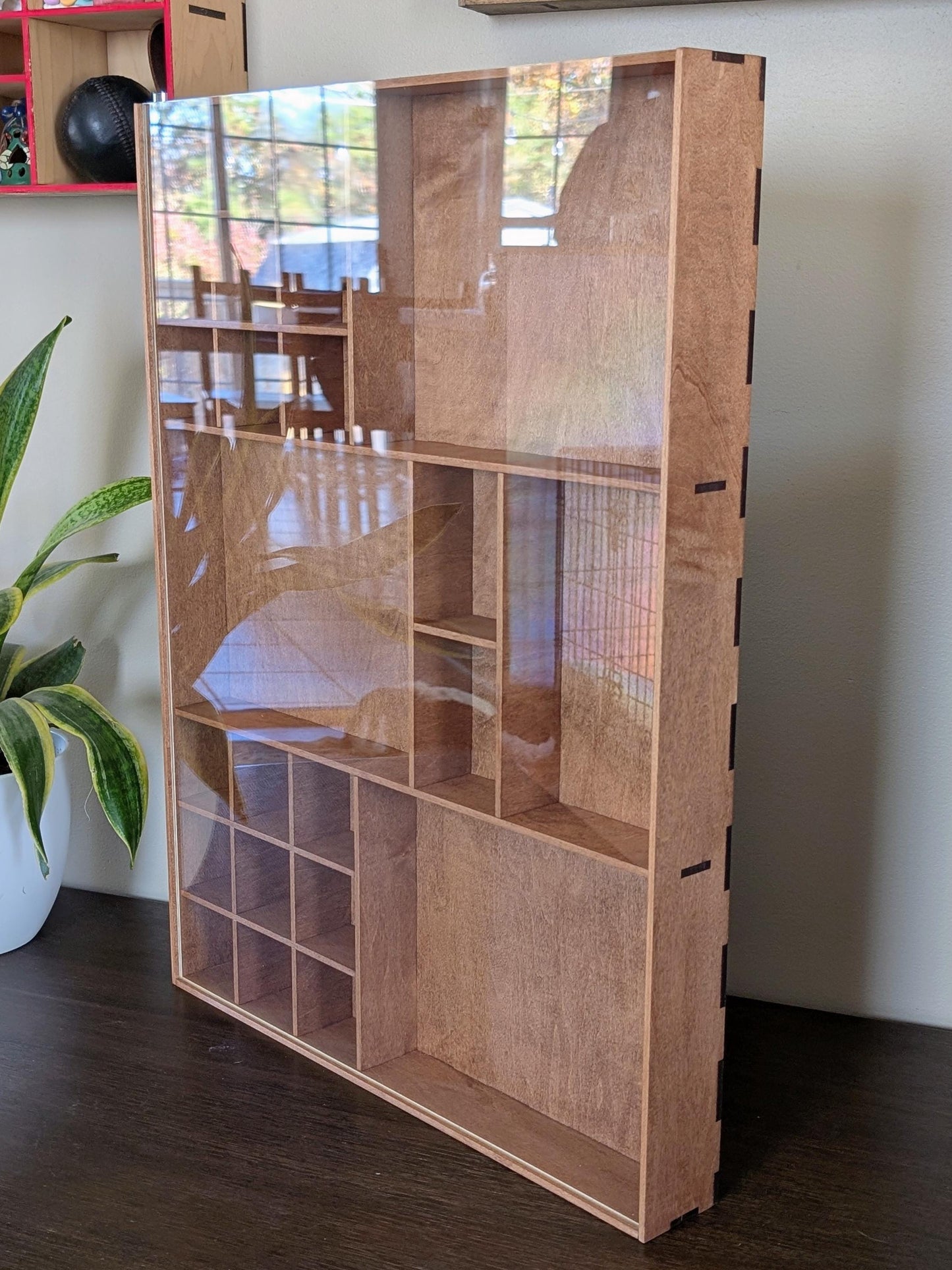 Shadow Box Wooden Display Shelf - Wall Cubby Shelf - Multiple Compartment Sizes - #57a - Trinket Shelf - Curio Cabinet