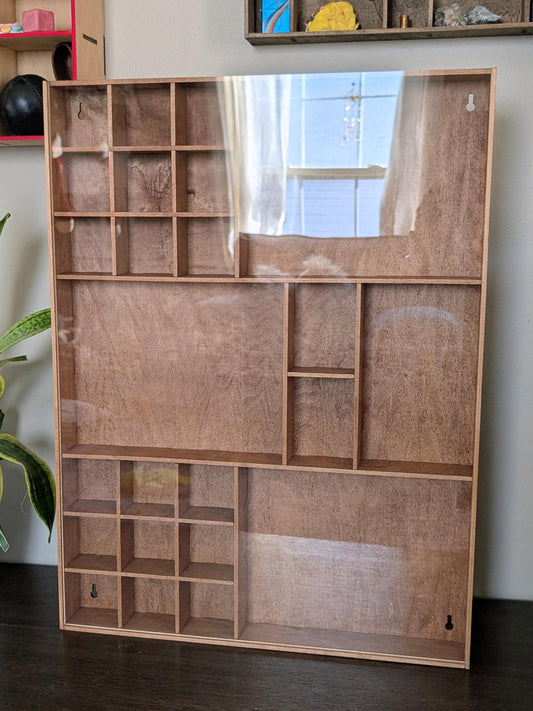Shadow Box Wooden Display Shelf - Wall Cubby Shelf - Multiple Compartment Sizes - #57a - Trinket Shelf - Curio Cabinet