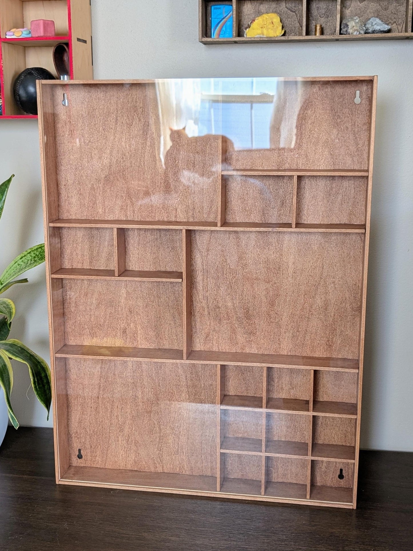 Shadow Box Wooden Display Shelf - Wall Cubby Shelf - Multiple Compartment Sizes - #57b - Trinket Shelf - Curio Cabinet