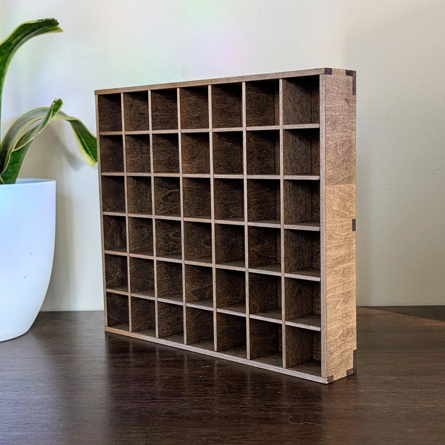 42 Compartment Wooden Display Shelf - 1.5x1.5 - Trinket Shelf - Curio Cabinet