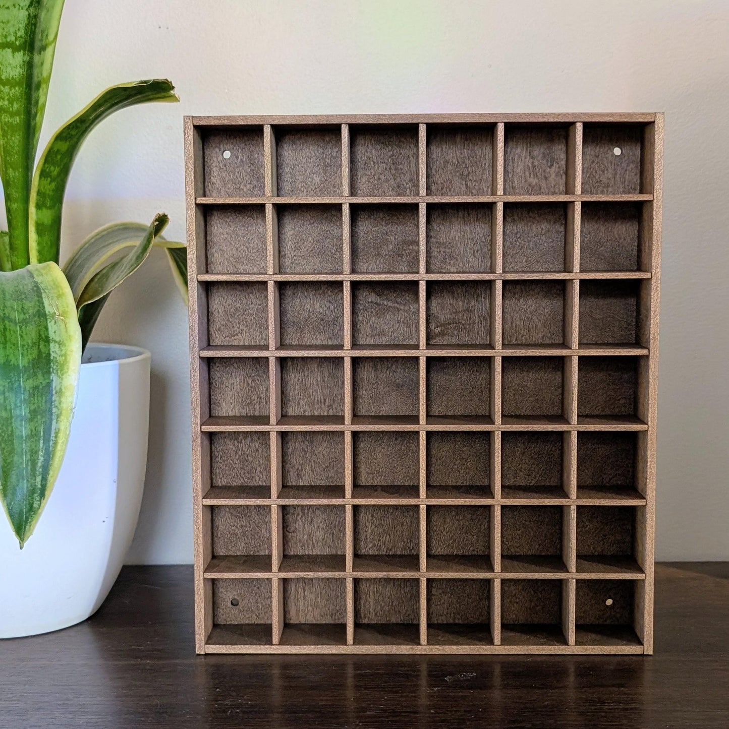 42 Compartment Wooden Display Shelf - 1.5x1.5 - Trinket Shelf - Curio Cabinet