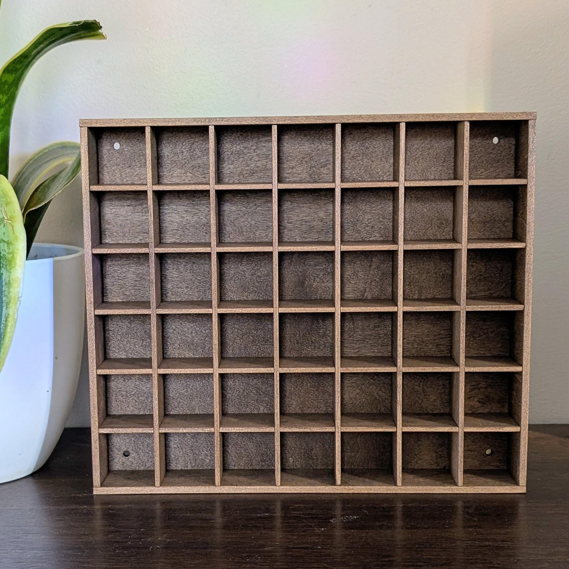 42 Compartment Wooden Display Shelf - 1.5x1.5 - Trinket Shelf - Curio Cabinet