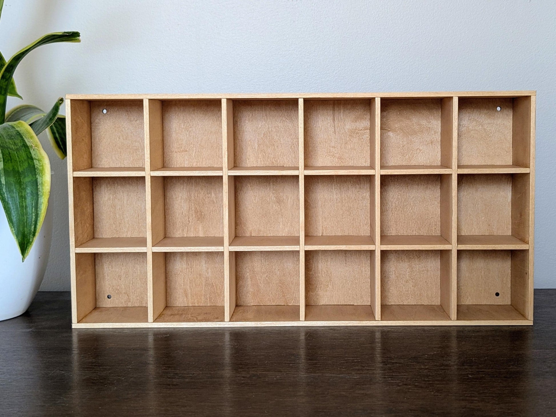 18 Compartment Wooden Display Shelf - 3x3 - Trinket Shelf - Curio Cabinet