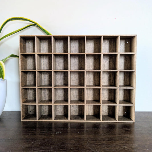 35 Compartment Wooden Display Shelf- 2.45x2.3 - Trinket Shelf - Curio Cabinet