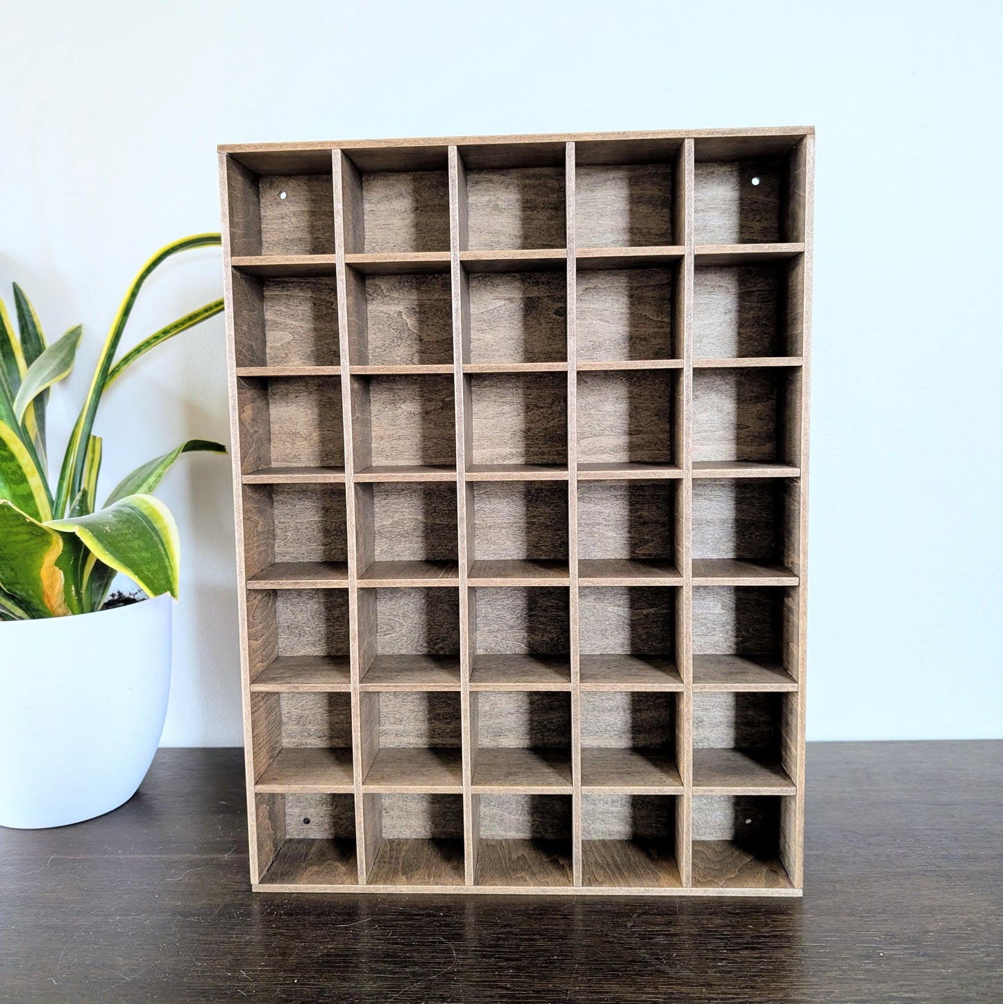 35 Compartment Wooden Display Shelf- 2.45x2.3 - Trinket Shelf - Curio Cabinet