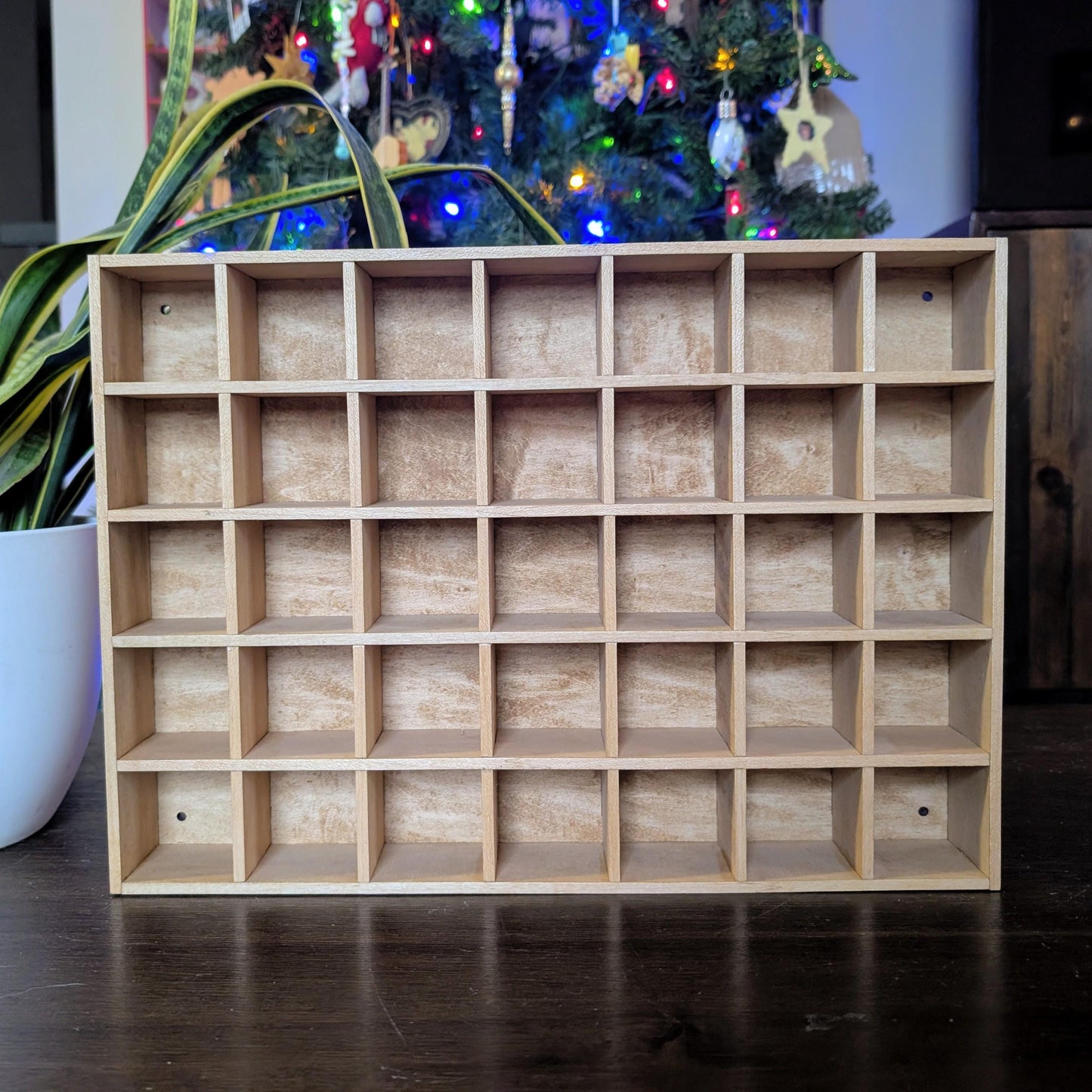 35 Compartment Wooden Display Shelf- 2x2 - Trinket Shelf - Curio Cabinet
