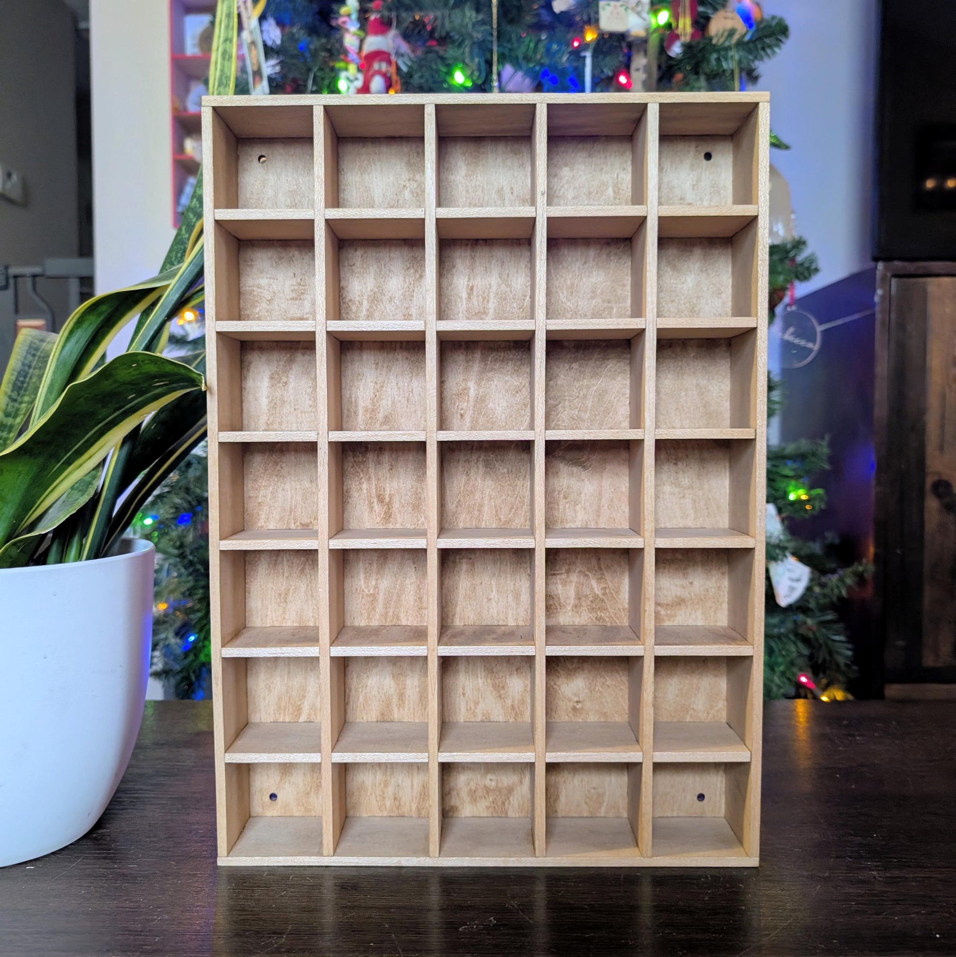 35 Compartment Wooden Display Shelf- 2x2 - Trinket Shelf - Curio Cabinet