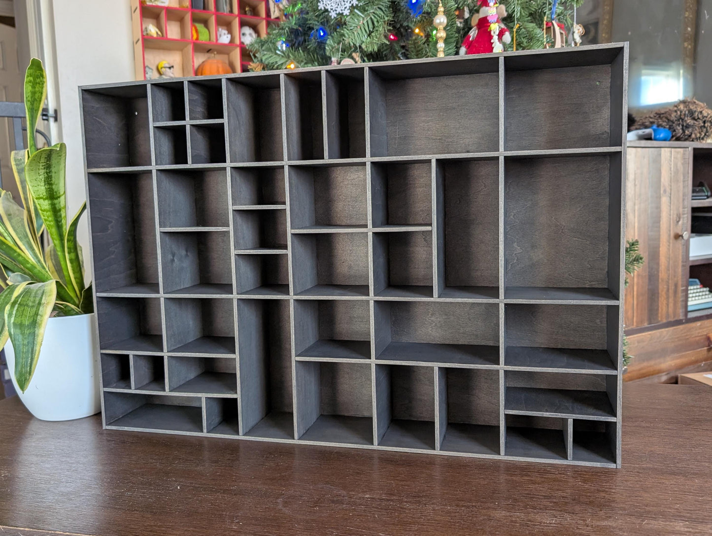 Shadow Box Wooden Display Shelf - Wall Cubby Shelf - Multiple Compartment Sizes - #63 - Trinket Shelf - Curio Cabinet