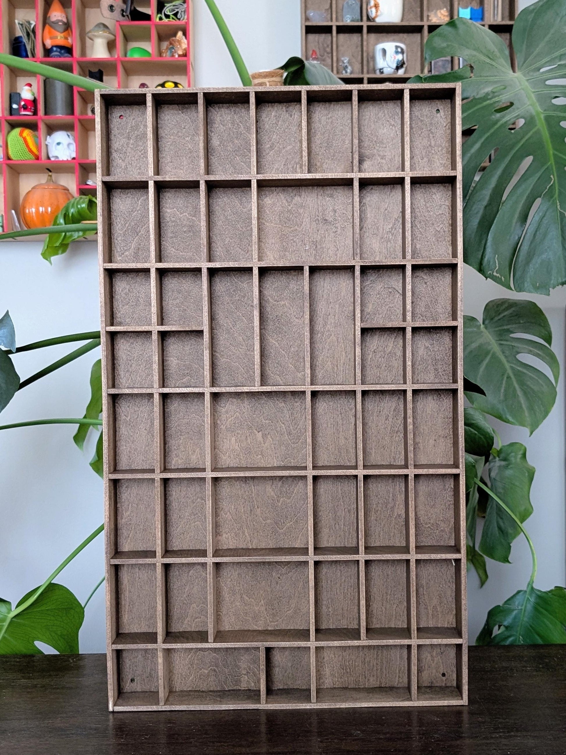 Shadow Box Wooden Display Shelf - Wall Cubby Shelf - Multiple Compartment Sizes - #30 - Trinket Shelf - Curio Cabinet