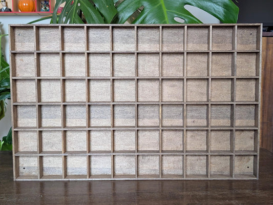 60 Compartment Wooden Display Shelf - 2.6x2.5 - Trinket Shelf - Curio Cabinet