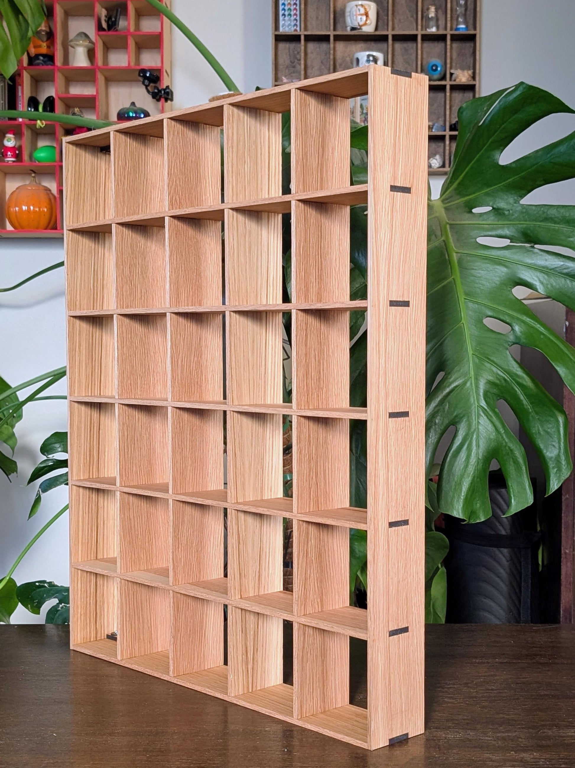 30 Compartment Wooden Display Shelf - 4x4 - Trinket Shelf - Curio Cabinet