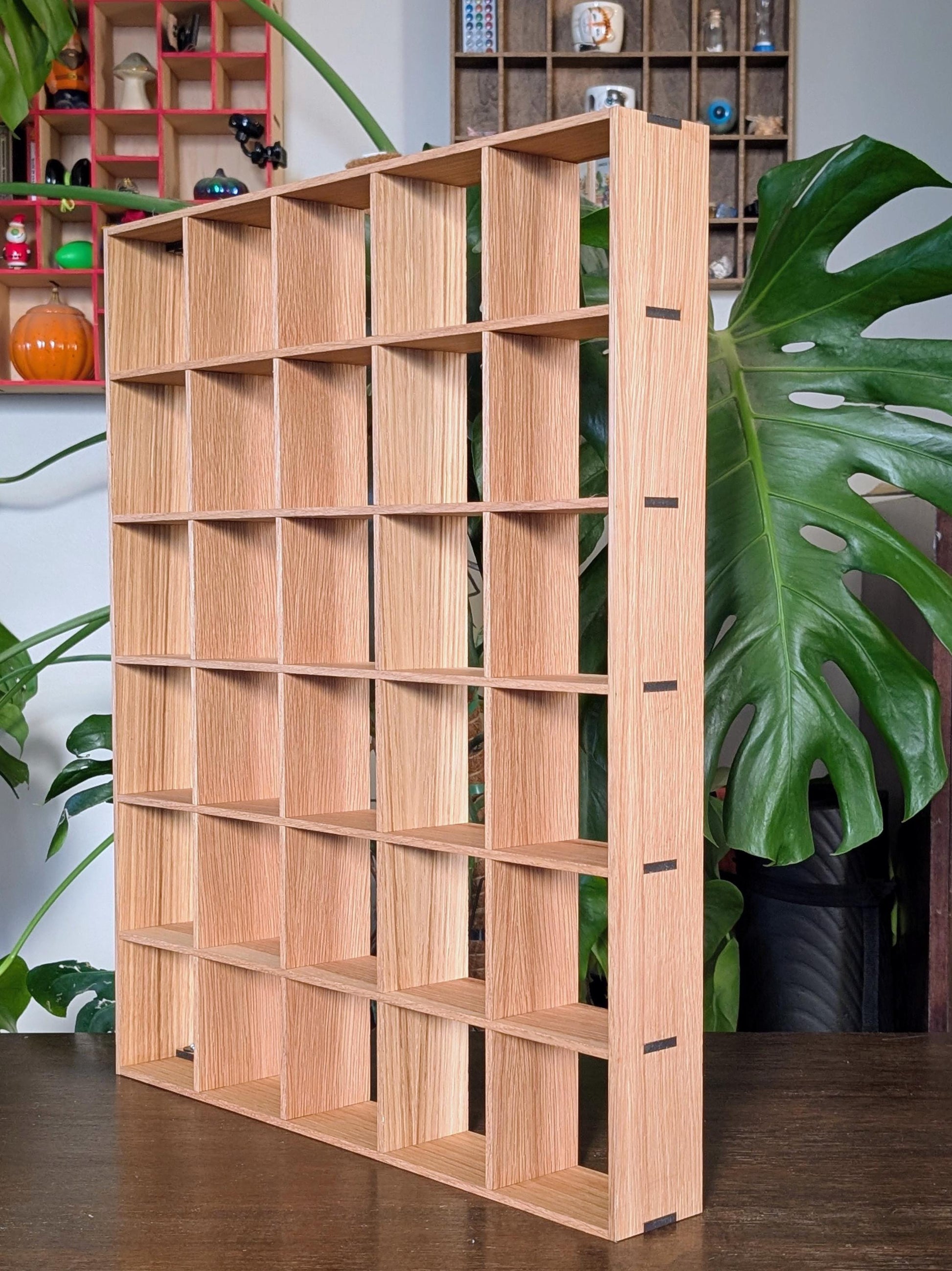 30 Compartment Wooden Display Shelf - 4x4 - Trinket Shelf - Curio Cabinet