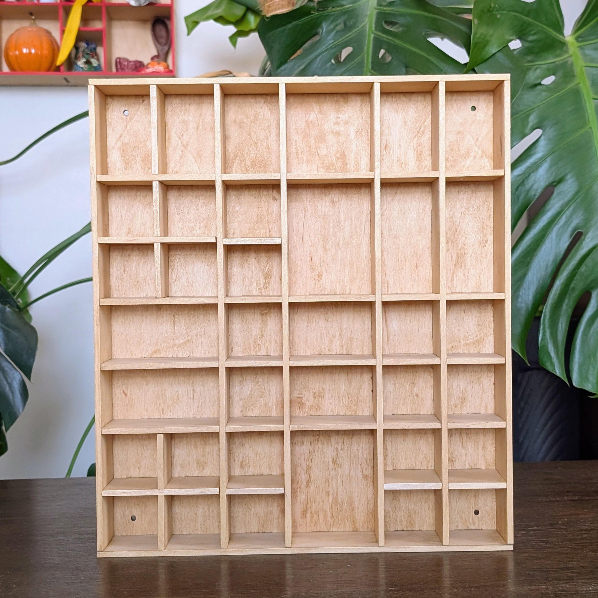 Shadow Box Wooden Display Shelf - Wall Cubby Shelf - Multiple Compartment Sizes - #6 - Trinket Shelf - Curio Cabinet