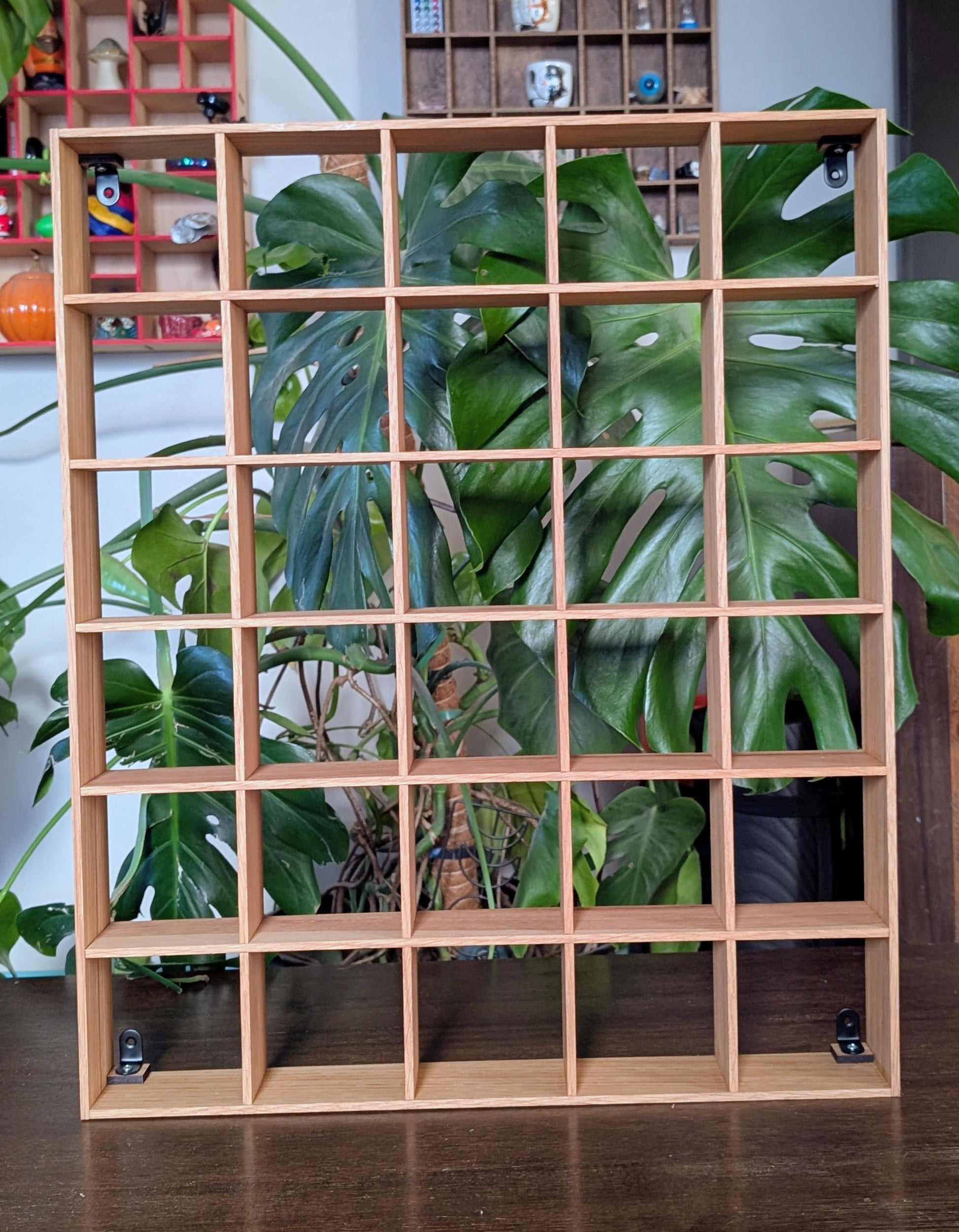 30 Compartment Wooden Display Shelf - 4x4 - Trinket Shelf - Curio Cabinet