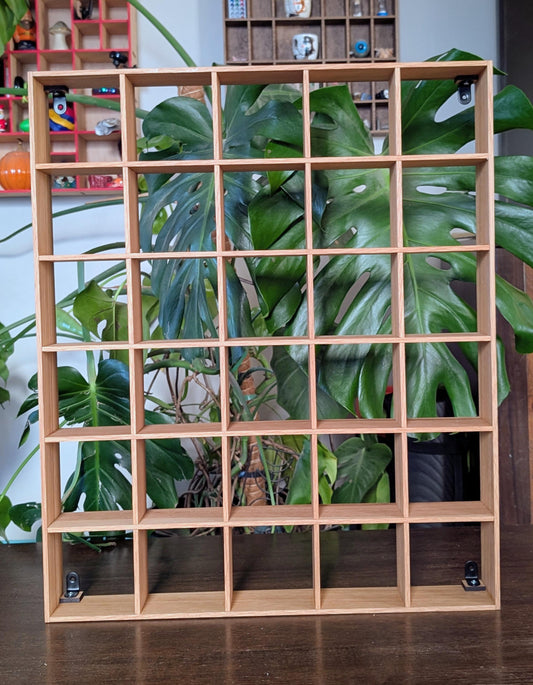 30 Compartment Wooden Display Shelf - 4x4 - Trinket Shelf - Curio Cabinet