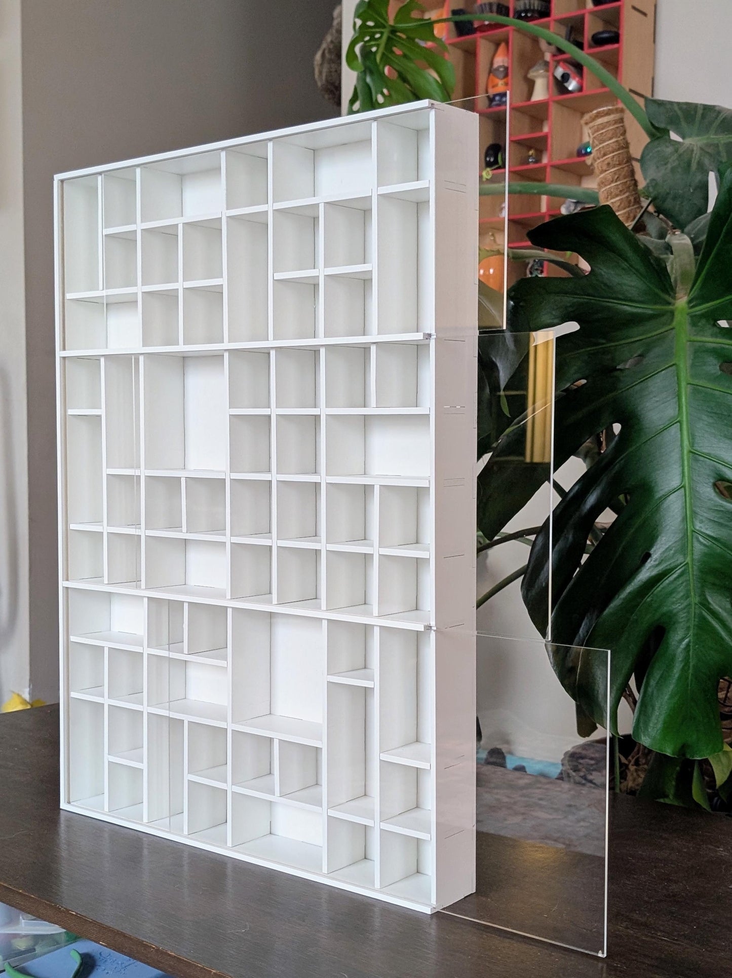 Shadow Box Wooden Display Shelf - Wall Cubby Shelf with Lid - Multiple Compartment Sizes - #36 - Trinket Shelf - Curio Cabinet