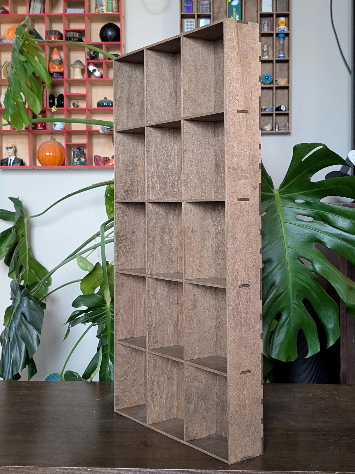 15 Compartment Wooden Display Shelf - 6x5 - Trinket Shelf - Curio Cabinet