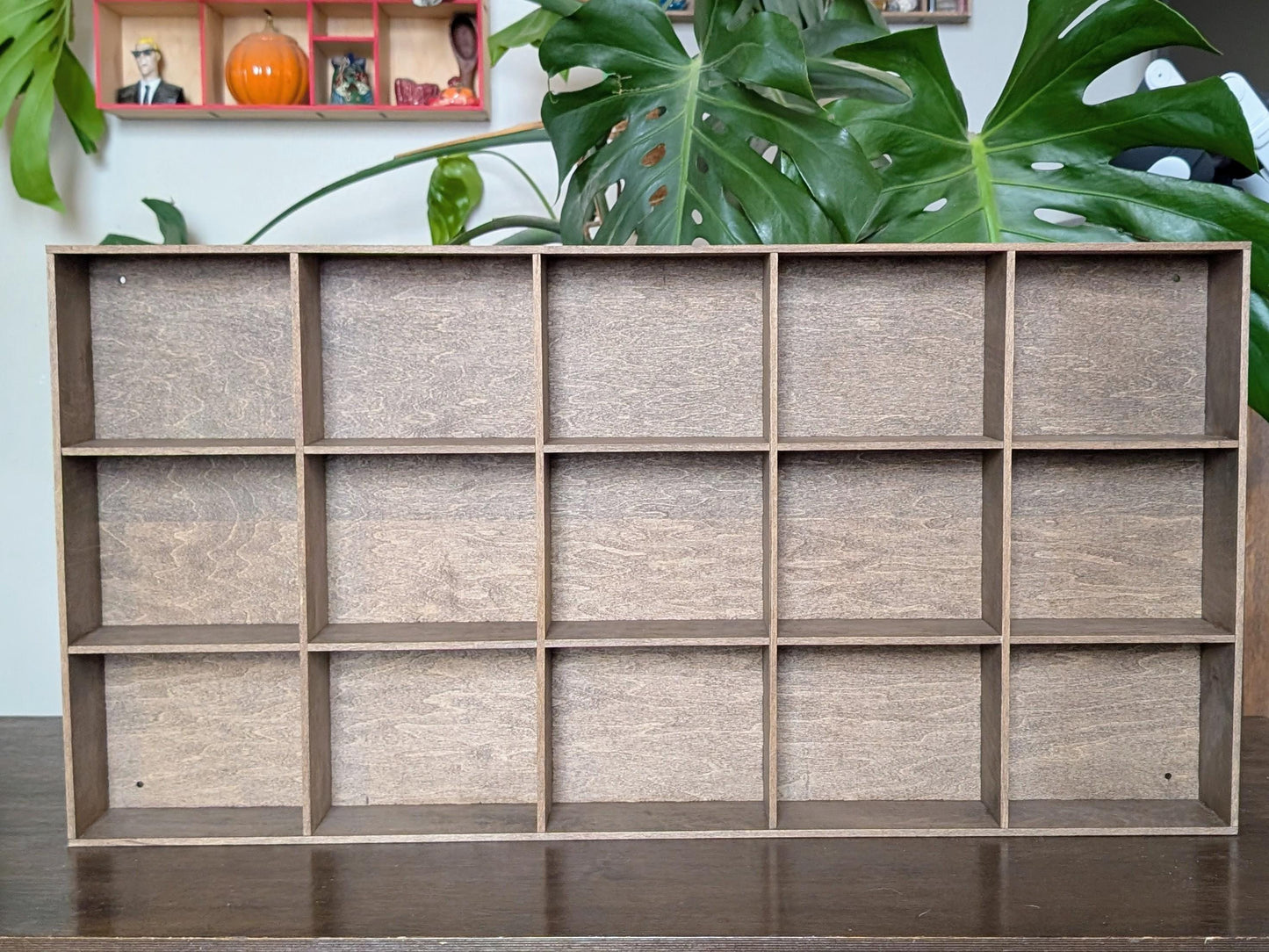 15 Compartment Wooden Display Shelf - 6x5 - Trinket Shelf - Curio Cabinet