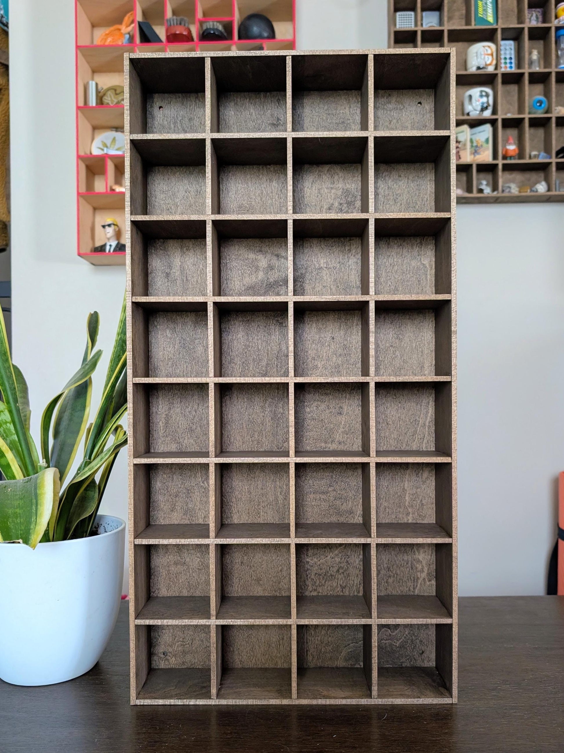 32 Compartment Wooden Display Shelf - 3x3 - Trinket Shelf - Curio Cabinet