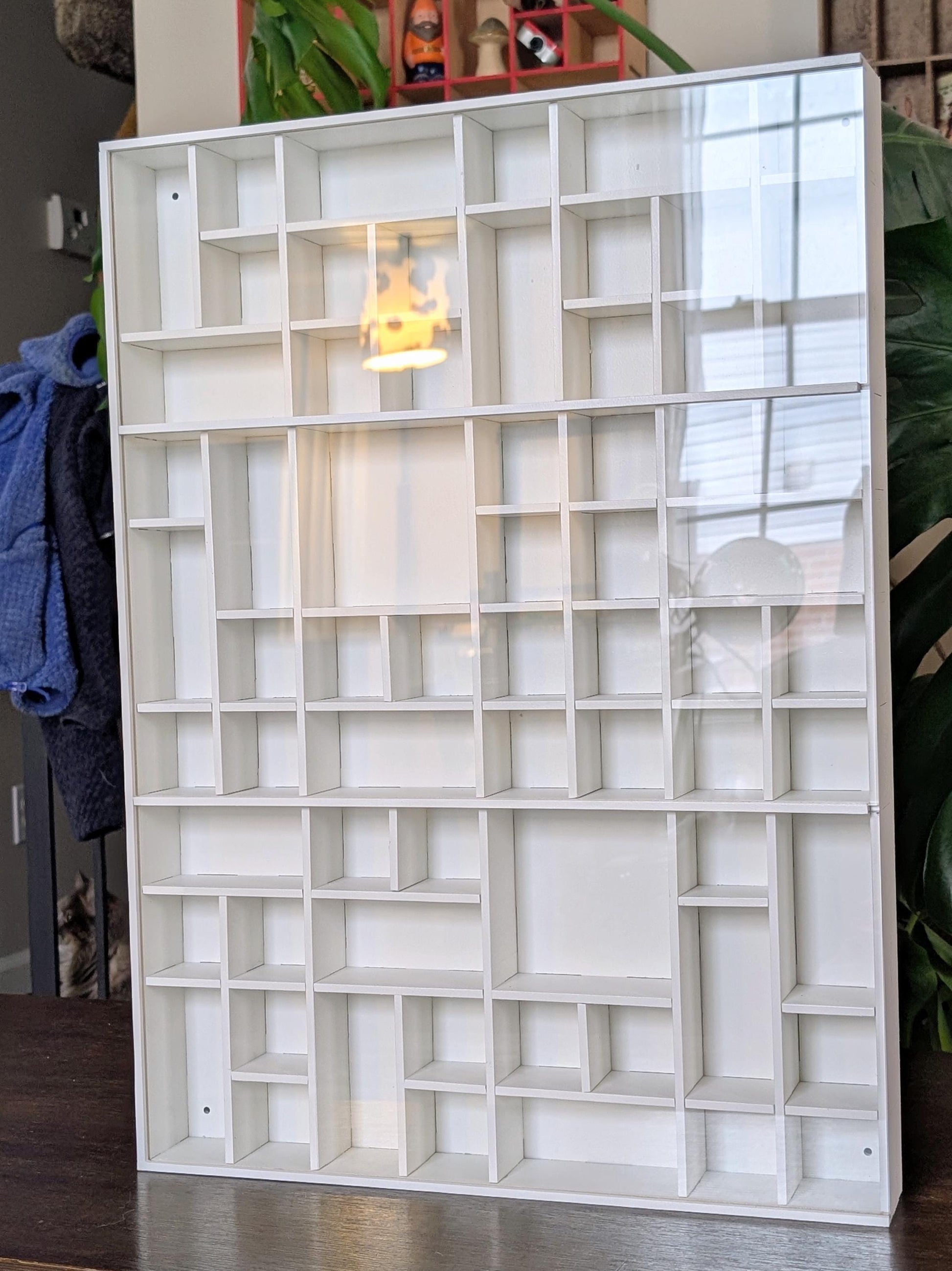Shadow Box Wooden Display Shelf - Wall Cubby Shelf with Lid - Multiple Compartment Sizes - #36 - Trinket Shelf - Curio Cabinet