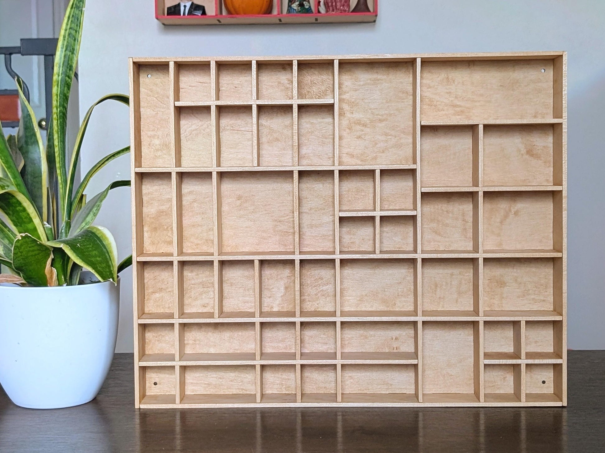 Shadow Box Wooden Display Shelf - Wall Cubby Shelf - Multiple Compartment Sizes - #68 - Trinket Shelf - Curio Cabinet